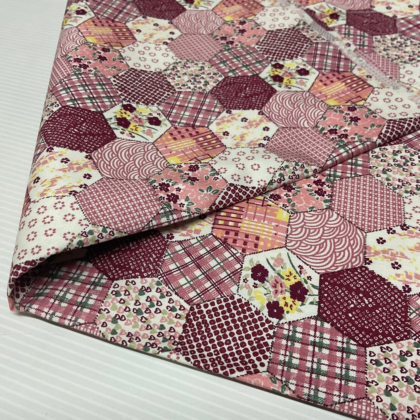 Hexagon patchwork Cotton Poplin dress Fabric Sold by the meter M1892