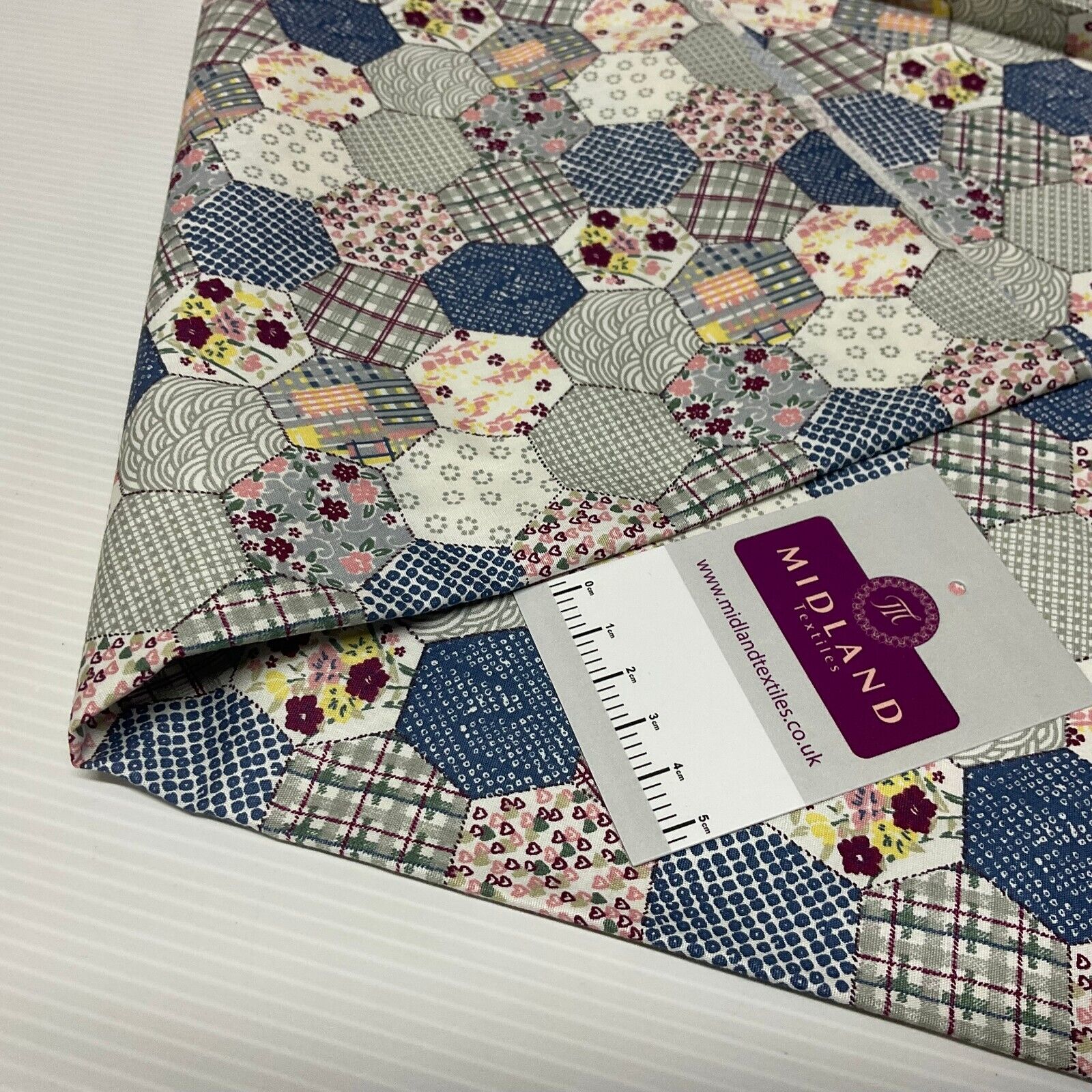 Hexagon patchwork Cotton Poplin dress Fabric Sold by the meter M1892