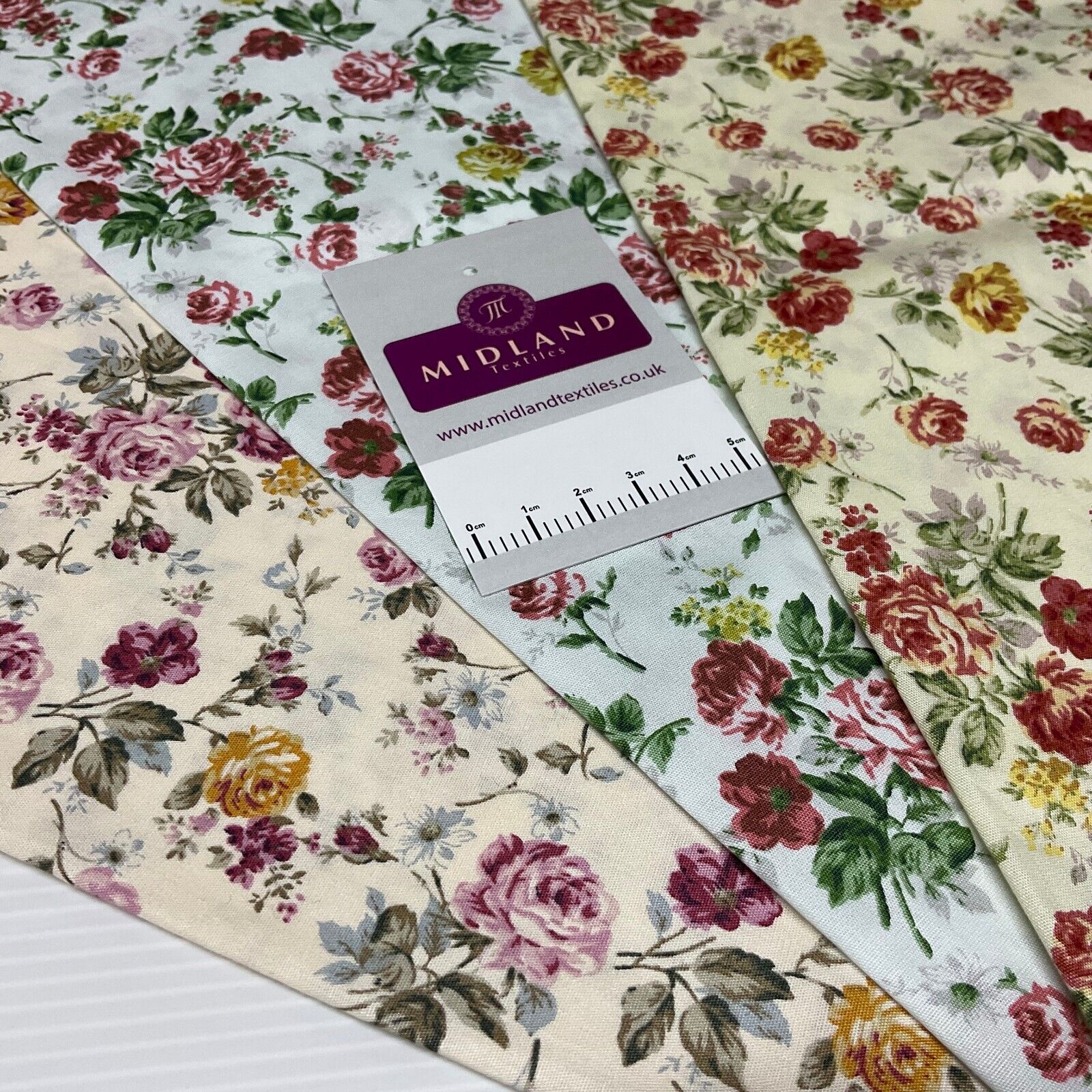 Floral Roses Beatrice vintage style Cotton Poplin dress Fabric M1906