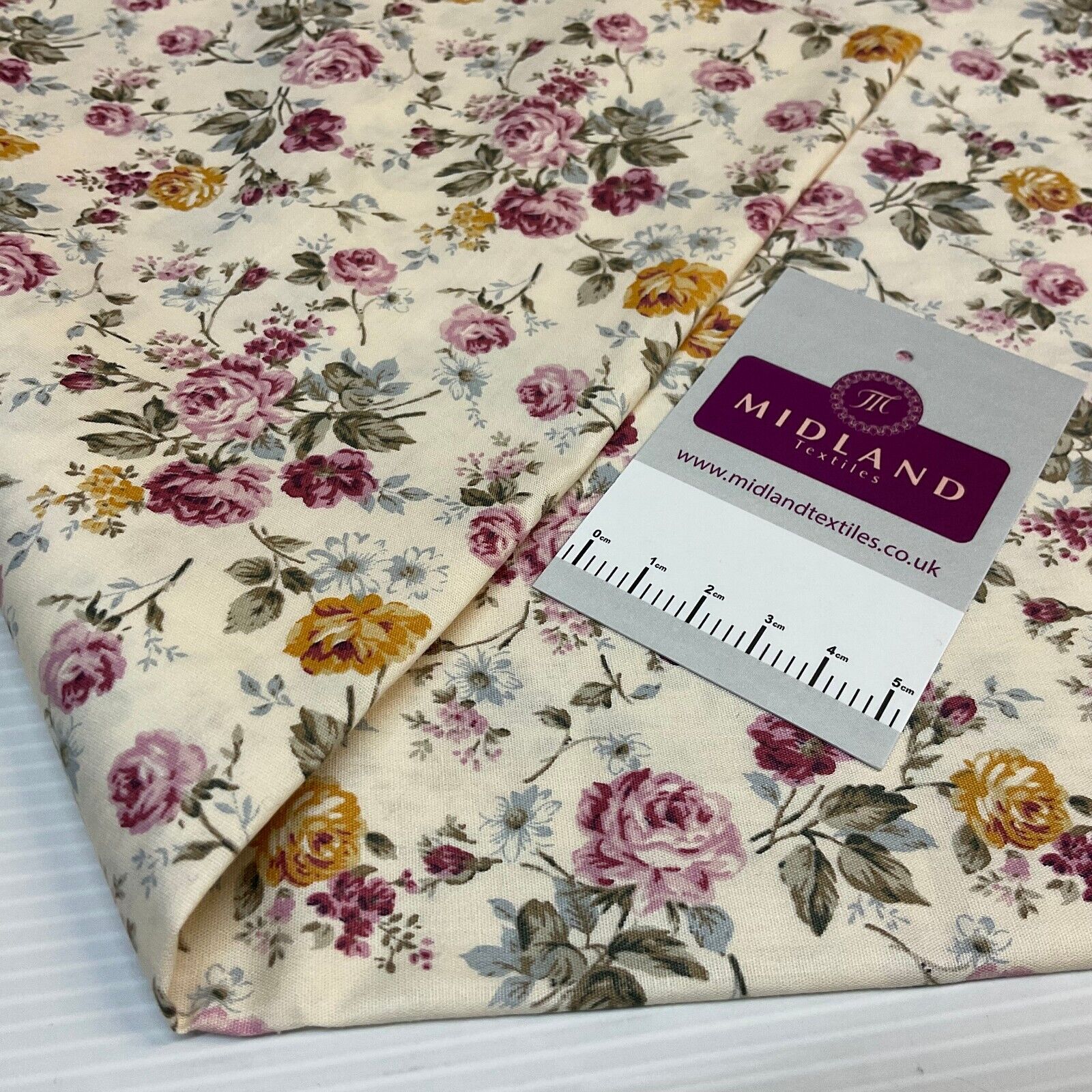 Floral Roses Beatrice vintage style Cotton Poplin dress Fabric M1906