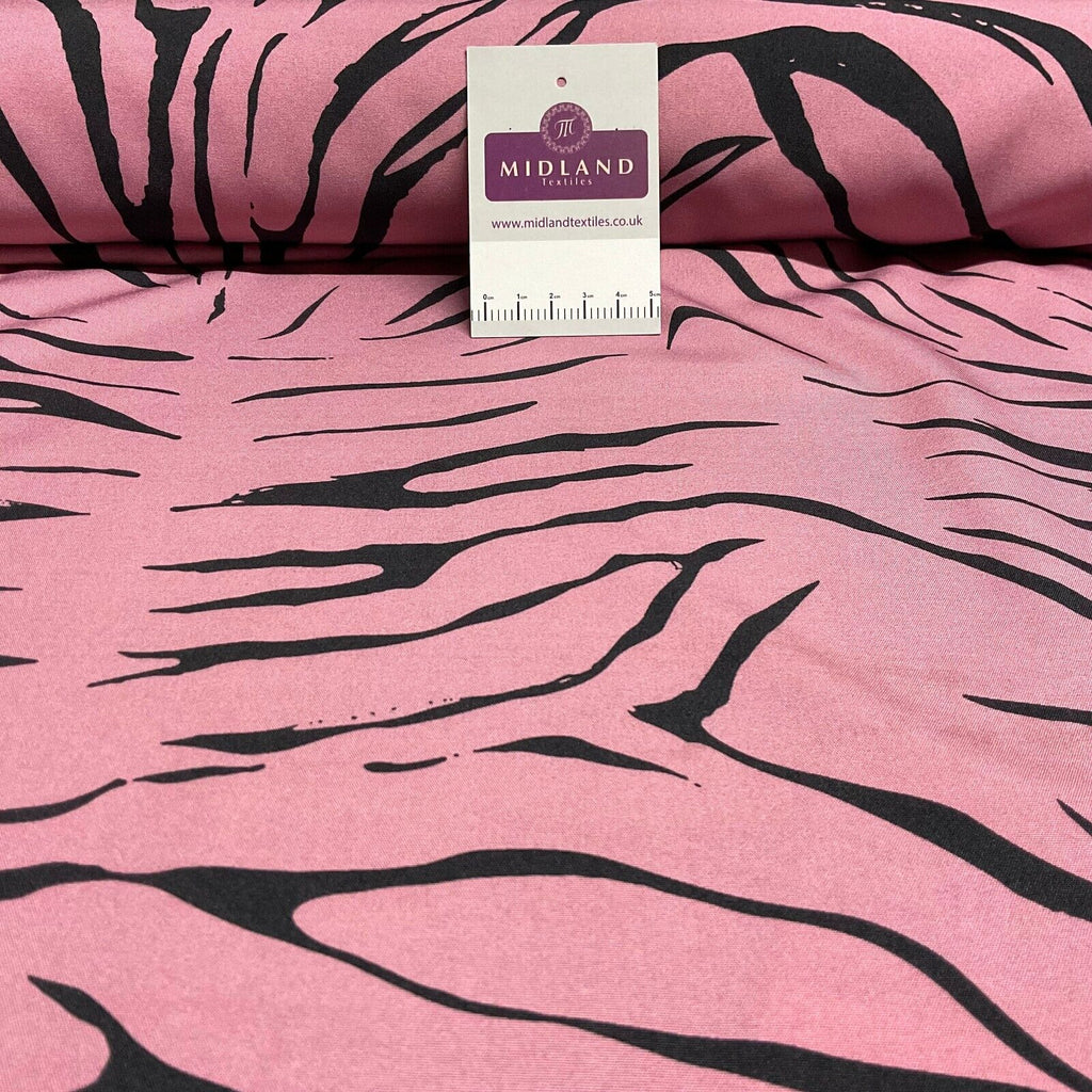 Zebra Animal Printed  peach crepe dress fabric sold by the meter M1942