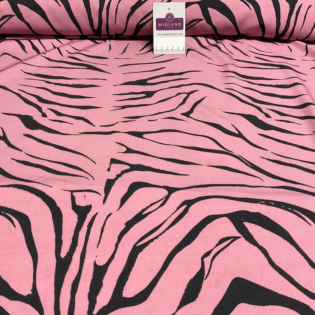 Zebra Animal Printed  peach crepe dress fabric sold by the meter M1942