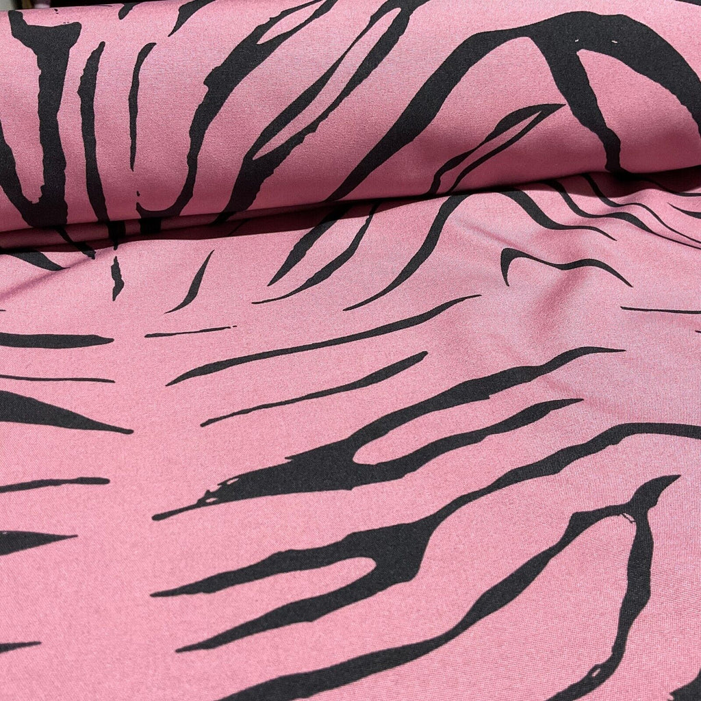 Zebra Animal Printed  peach crepe dress fabric sold by the meter M1942