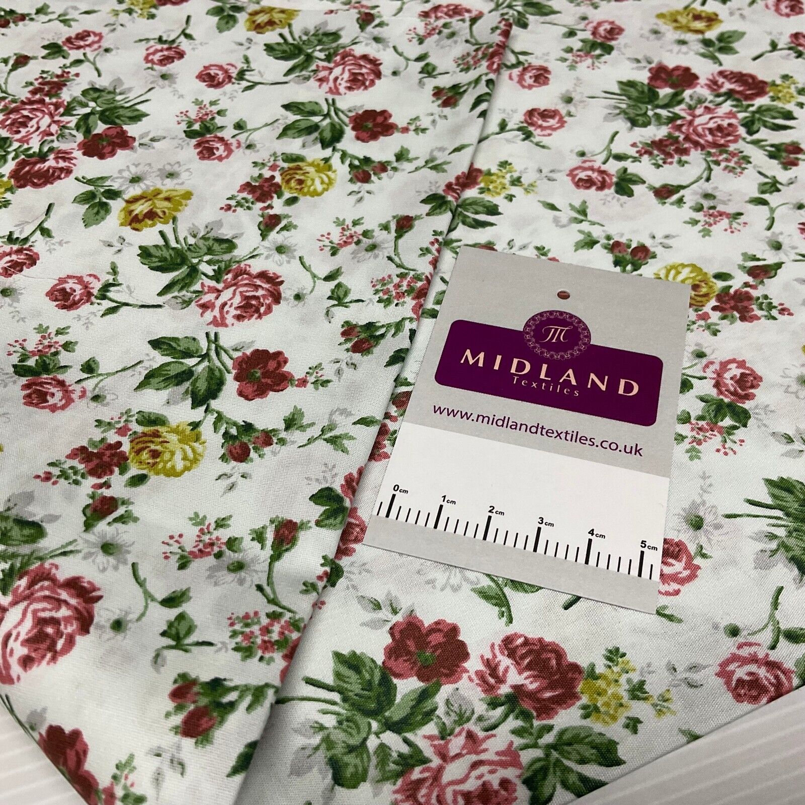 Floral Roses Beatrice vintage style Cotton Poplin dress Fabric M1906