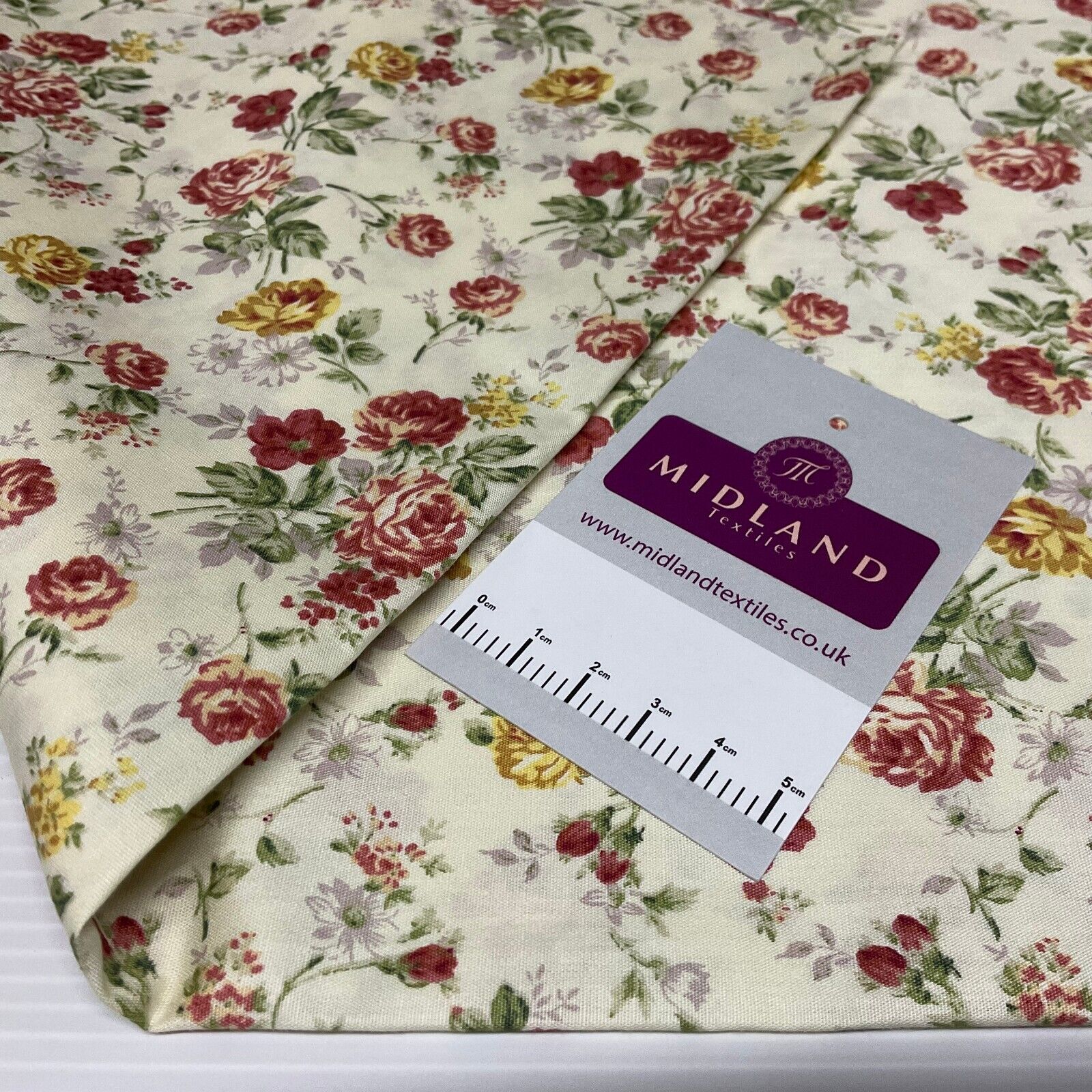 Floral Roses Beatrice vintage style Cotton Poplin dress Fabric M1906