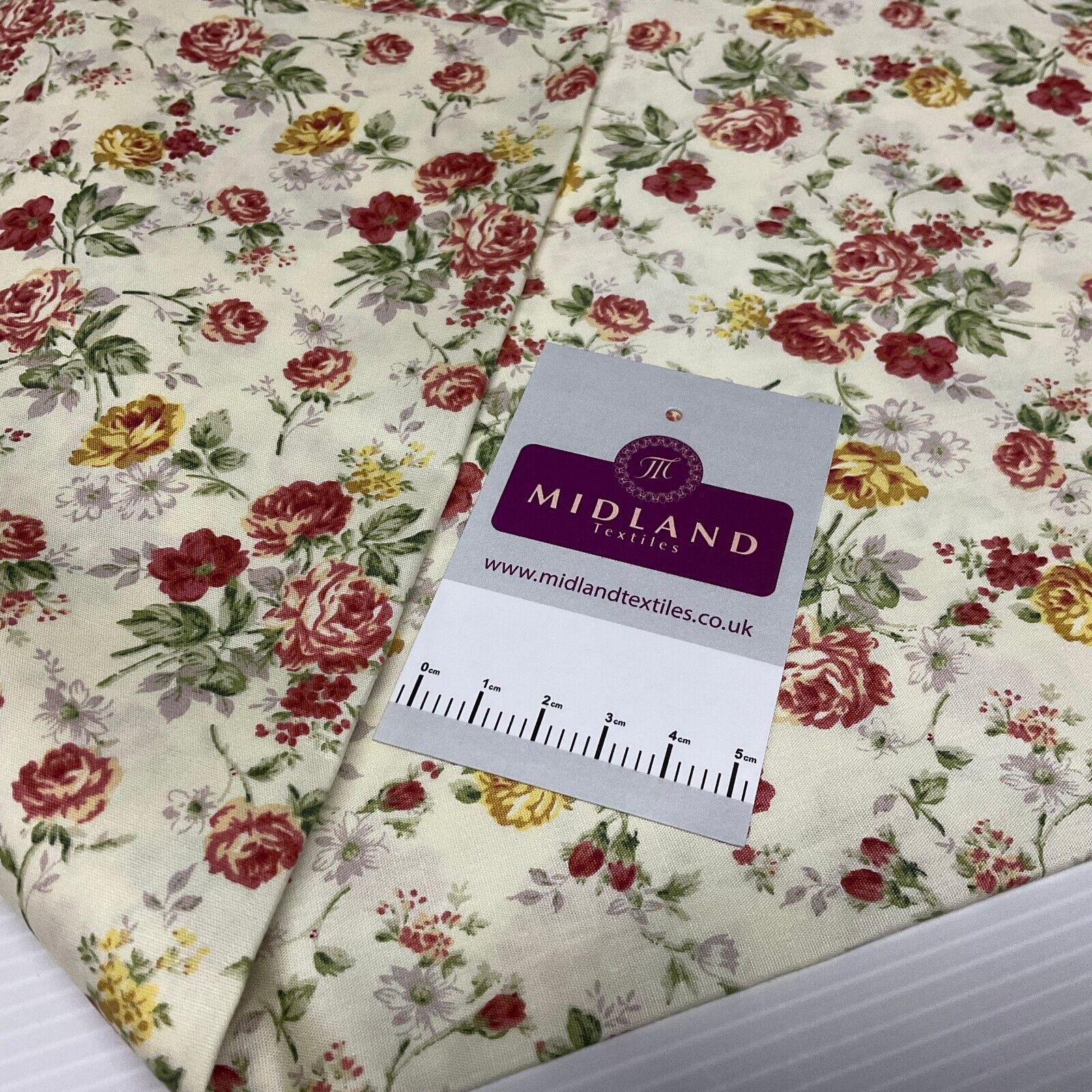 Floral Roses Beatrice vintage style Cotton Poplin dress Fabric M1906