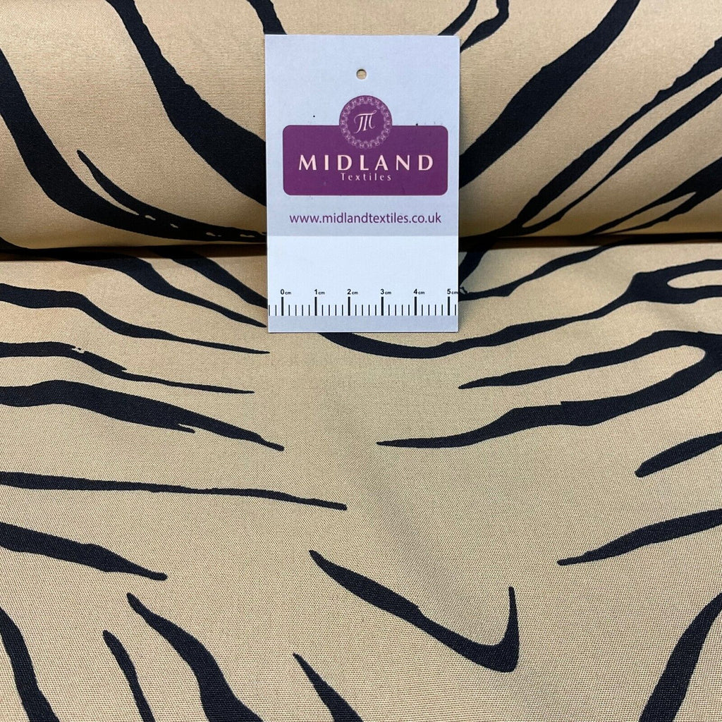 Zebra Animal Printed  peach crepe dress fabric sold by the meter M1942