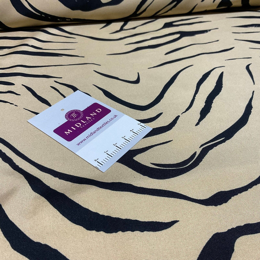 Zebra Animal Printed  peach crepe dress fabric sold by the meter M1942