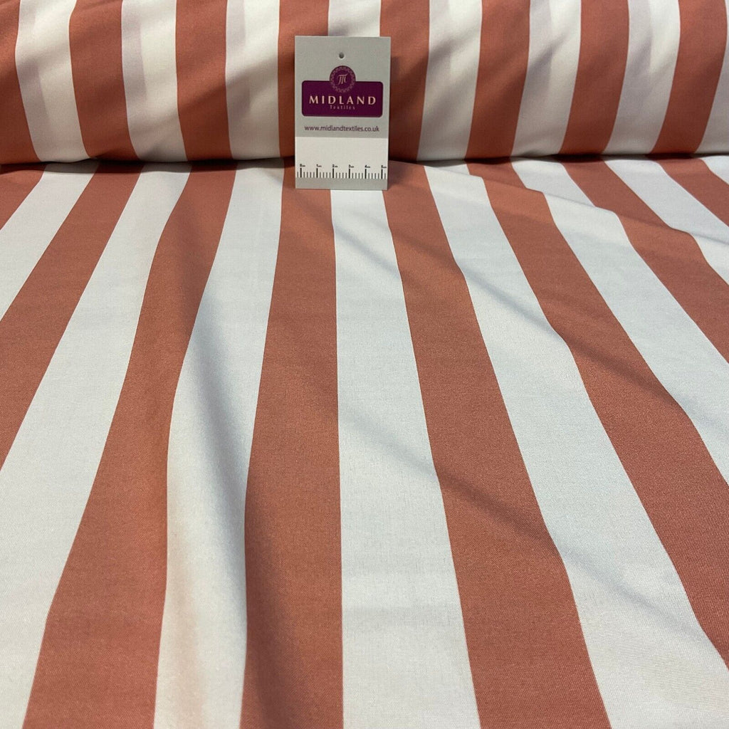 3cm wide Candy Striped peach crepe dress fabric sold by the meter M1941