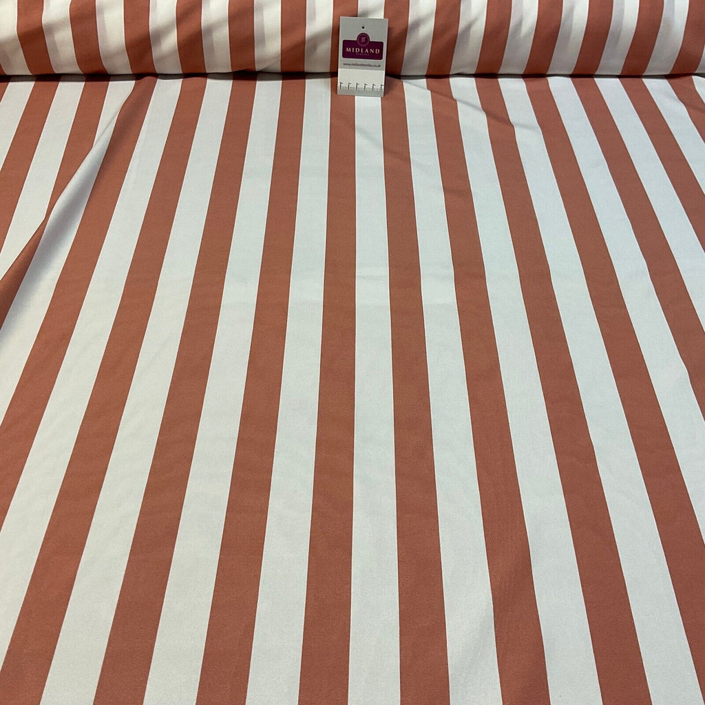 3cm wide Candy Striped peach crepe dress fabric sold by the meter M1941