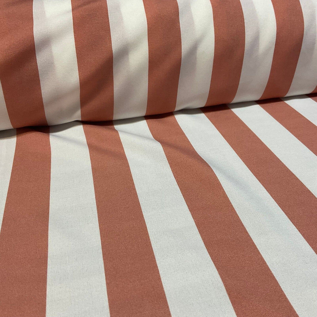 3cm wide Candy Striped peach crepe dress fabric sold by the meter M1941