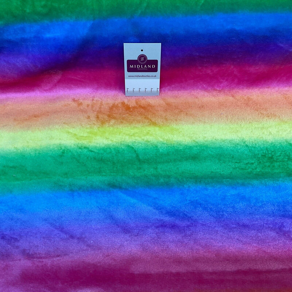 Rainbow stripe coloured Supersoft Cuddle Fleece fabric M1940