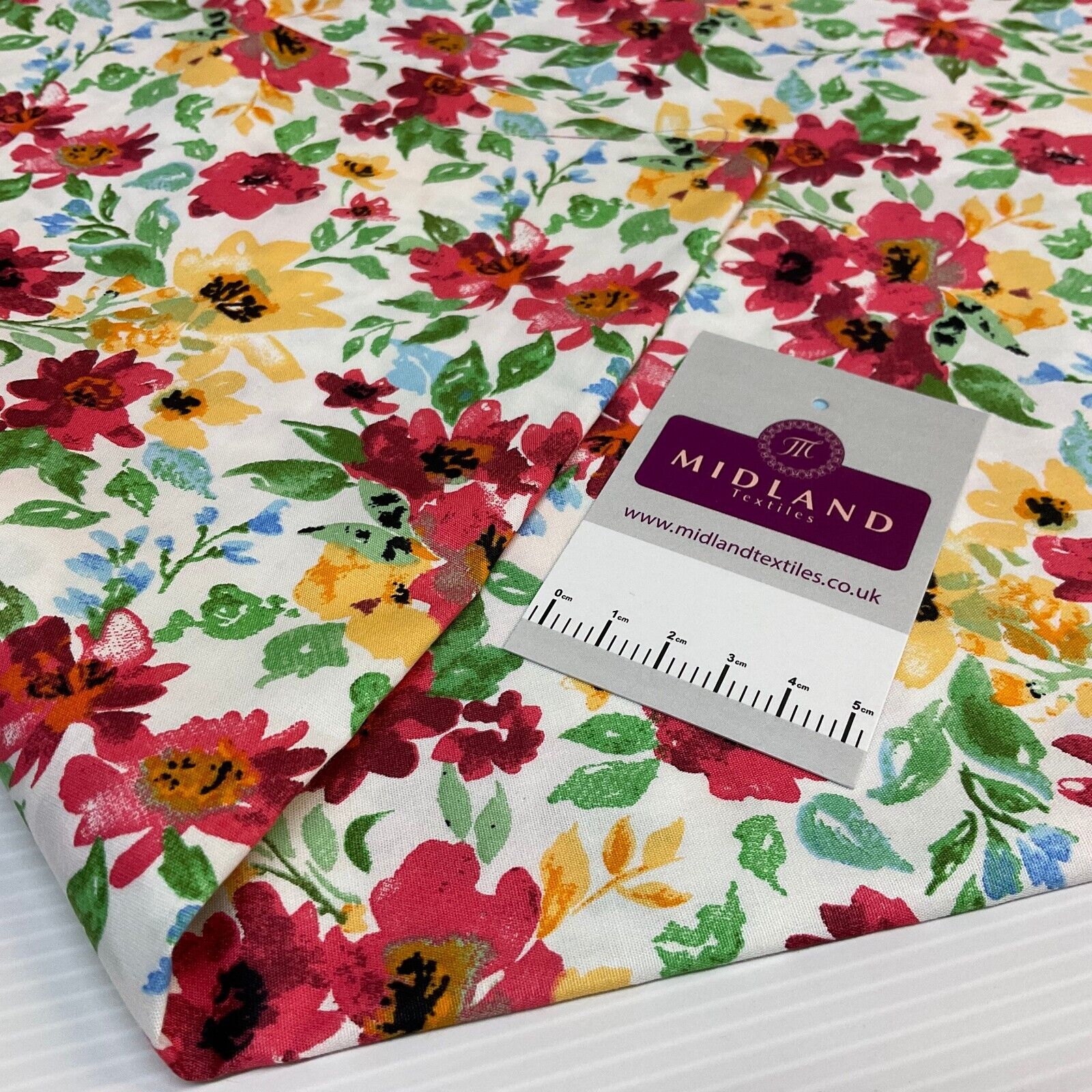 Bold Tropical Floral Cotton Poplin dress Fabric Sold by the meter M1907