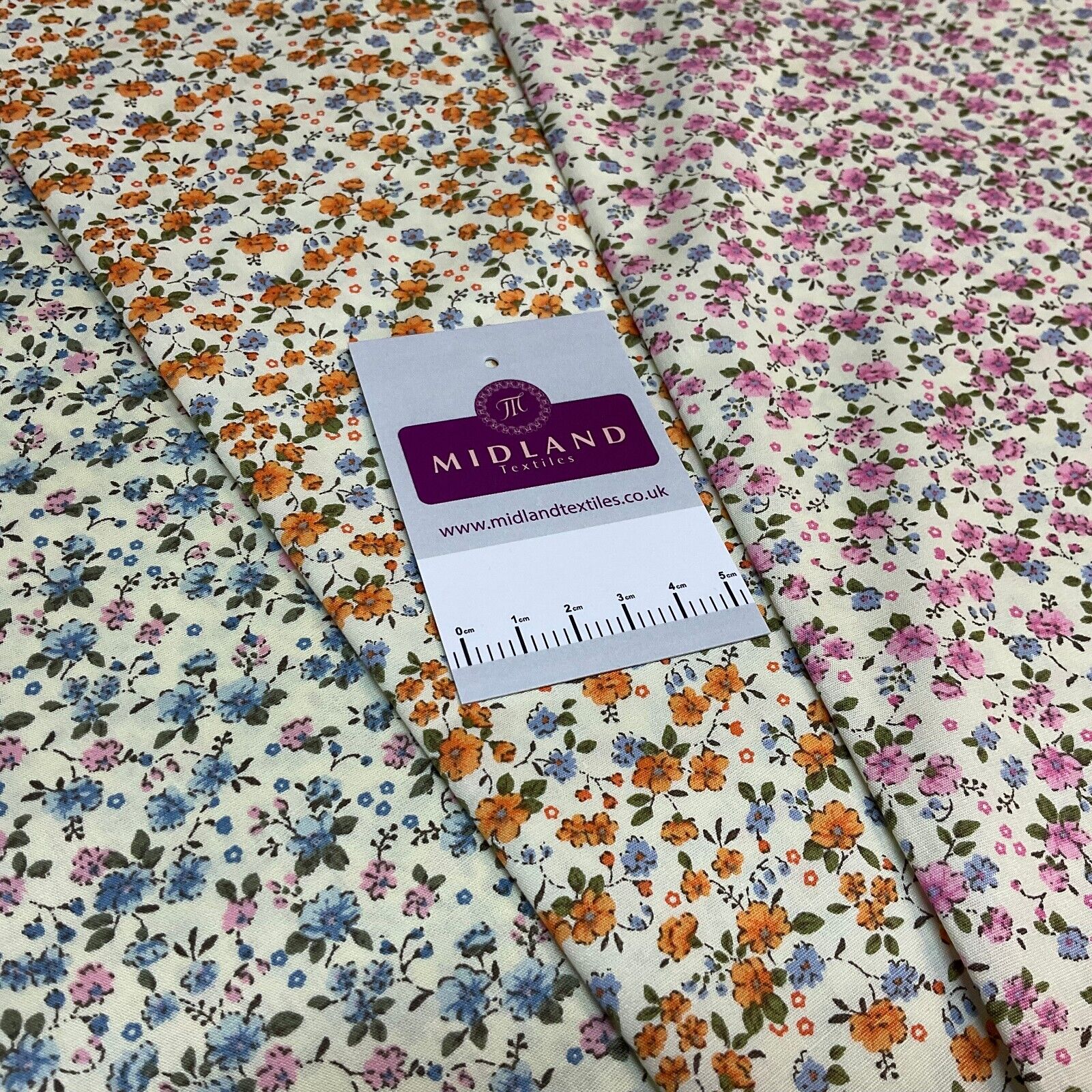 Eliza Small Floral Lemon Cotton Poplin dress Fabric M1889