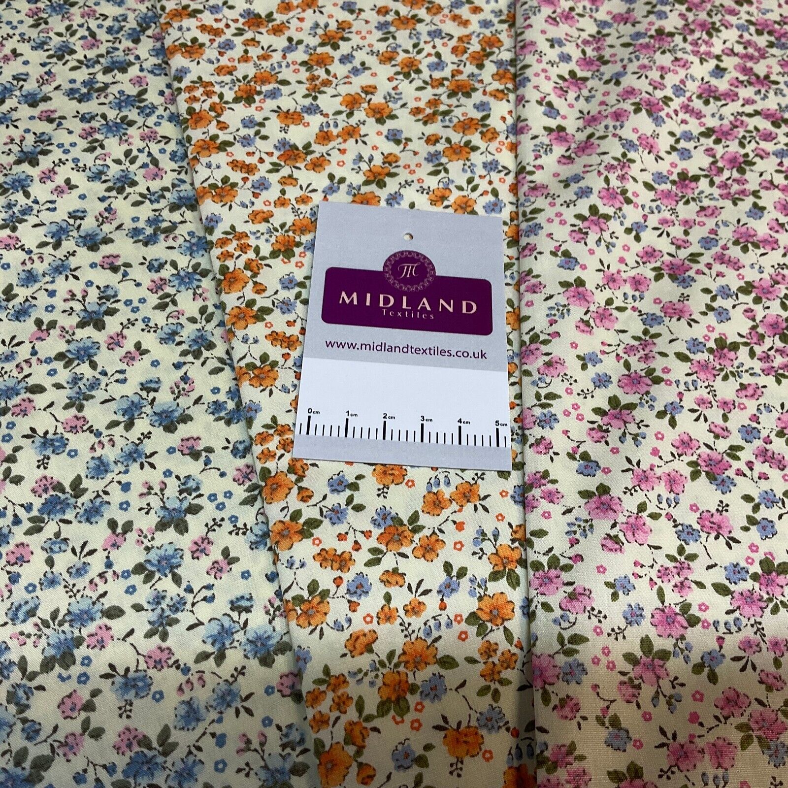 Eliza Small Floral Lemon Cotton Poplin dress Fabric M1889