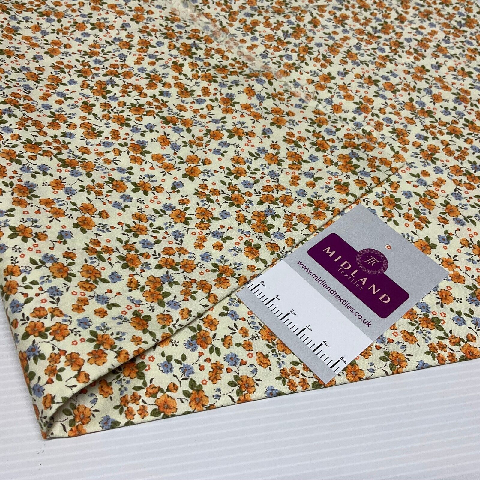 Eliza Small Floral Lemon Cotton Poplin dress Fabric M1889