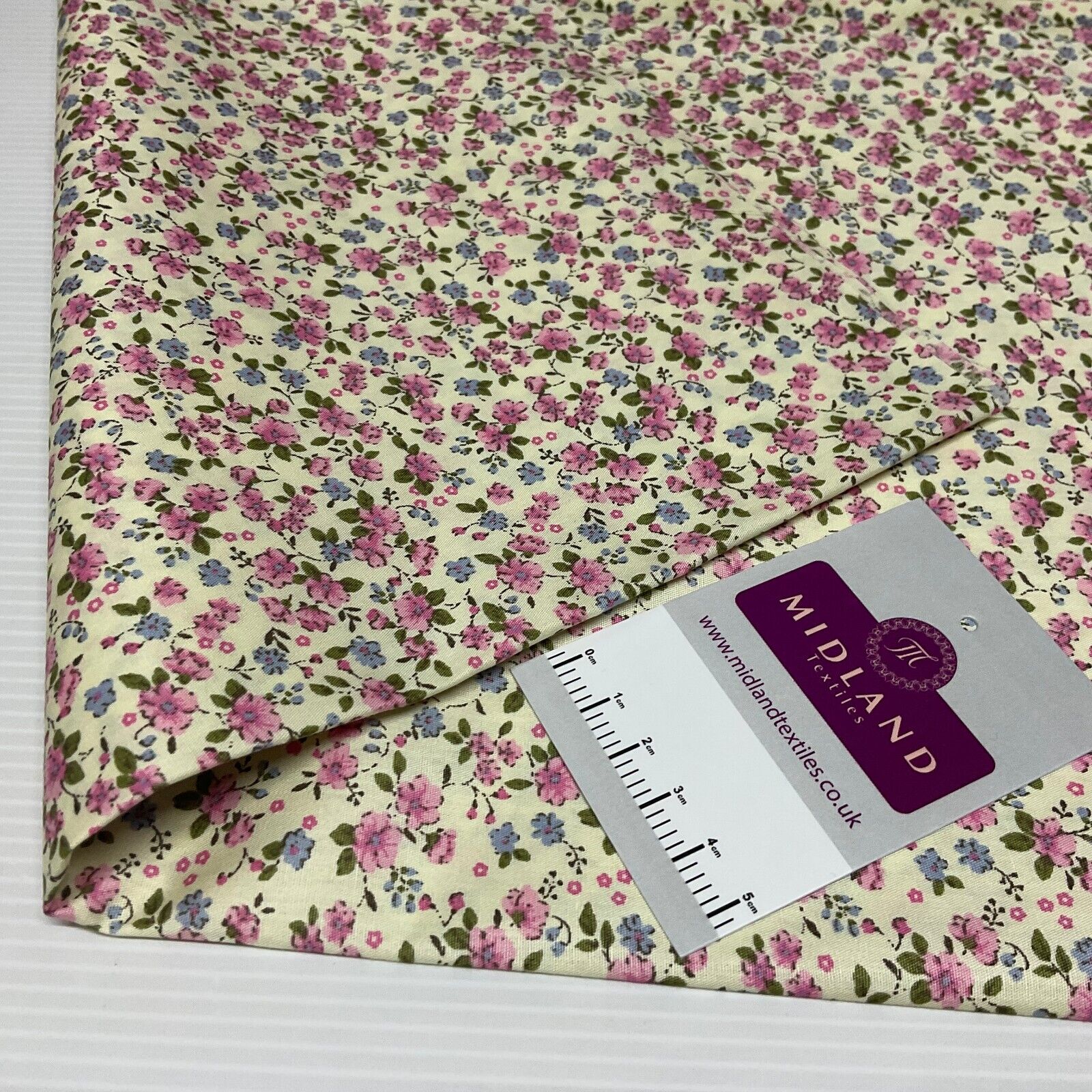 Eliza Small Floral Lemon Cotton Poplin dress Fabric M1889