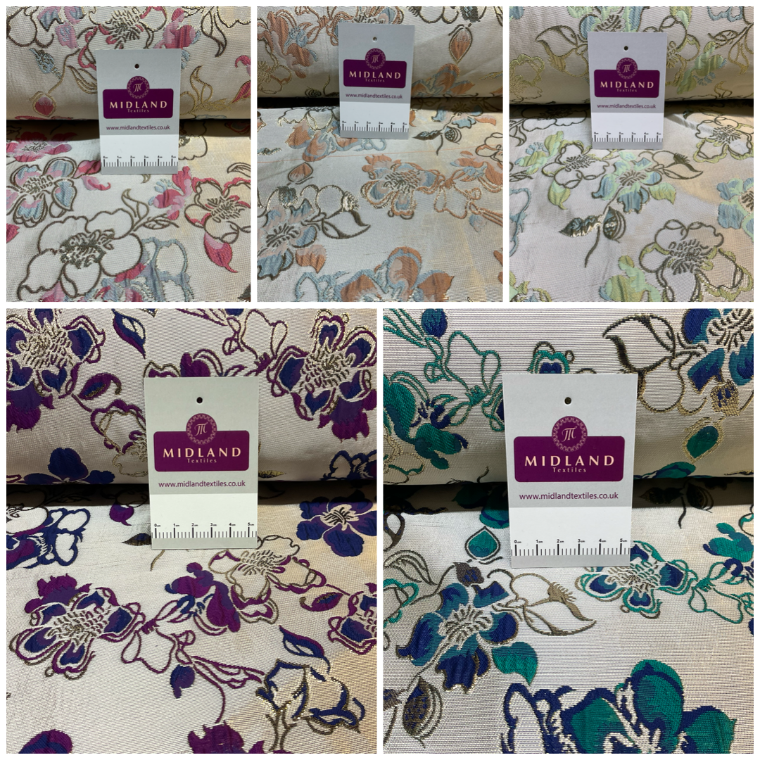 Indian Gold Floral wedding Brocade Fabric ideal for waistcoats 150cm wide M1944