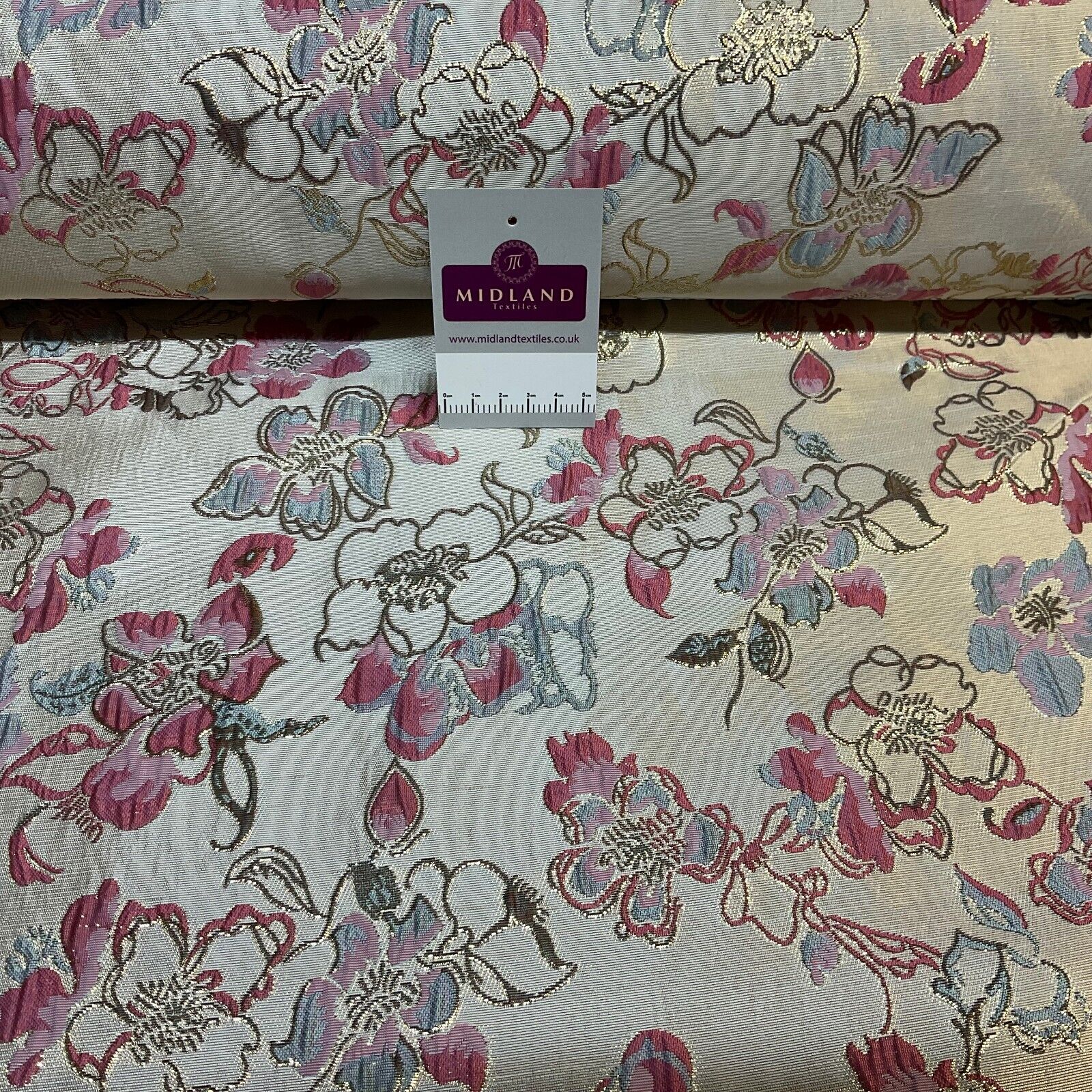 Indian Gold Floral wedding Brocade Fabric ideal for waistcoats 150cm wide M1944