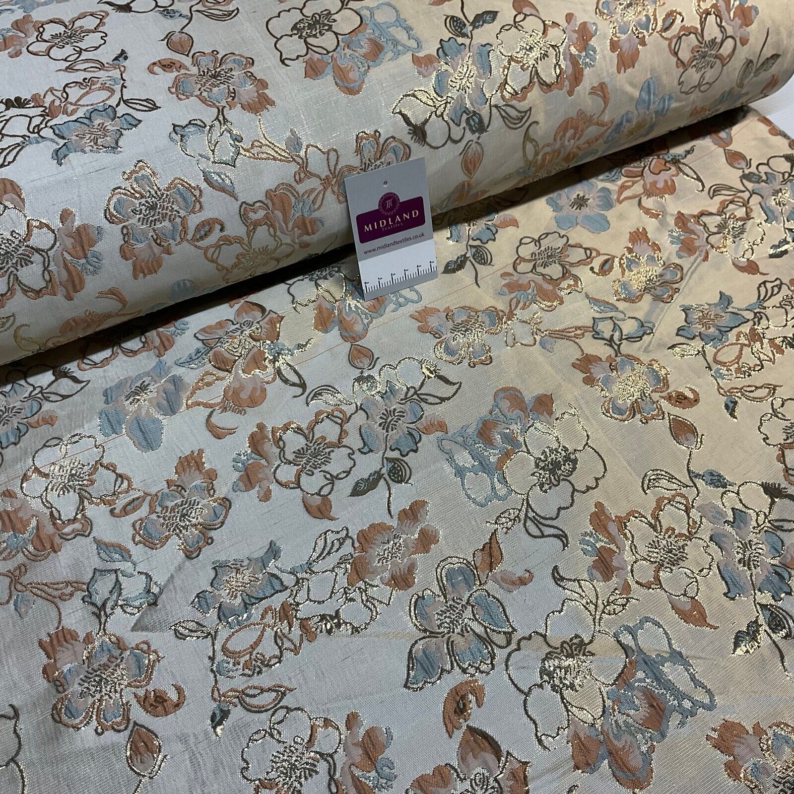 Indian Gold Floral wedding Brocade Fabric ideal for waistcoats 150cm wide M1944