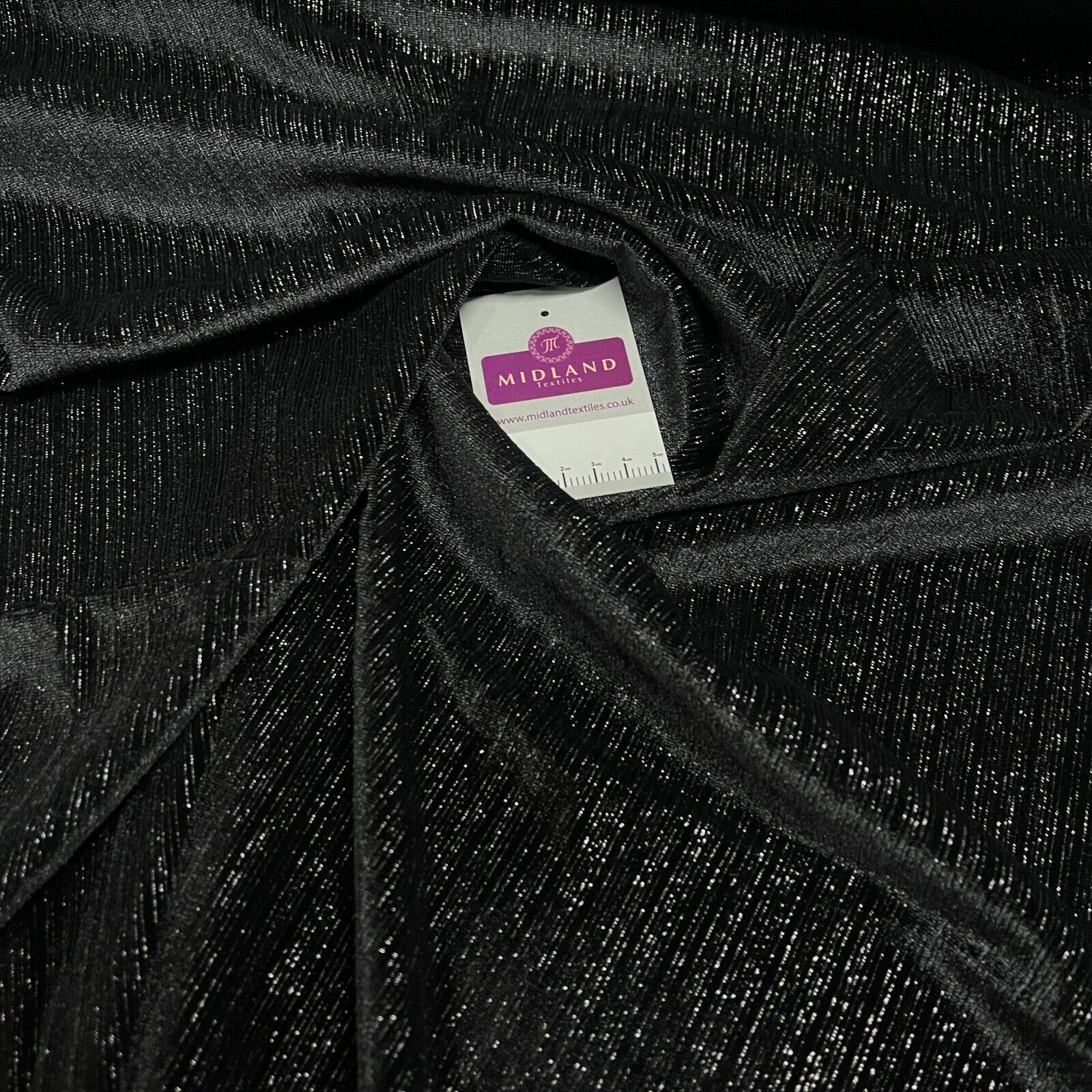 Stunning Black Metallic Stripe Lurex Velvet Spandex Fabric 150cm Wide M1961