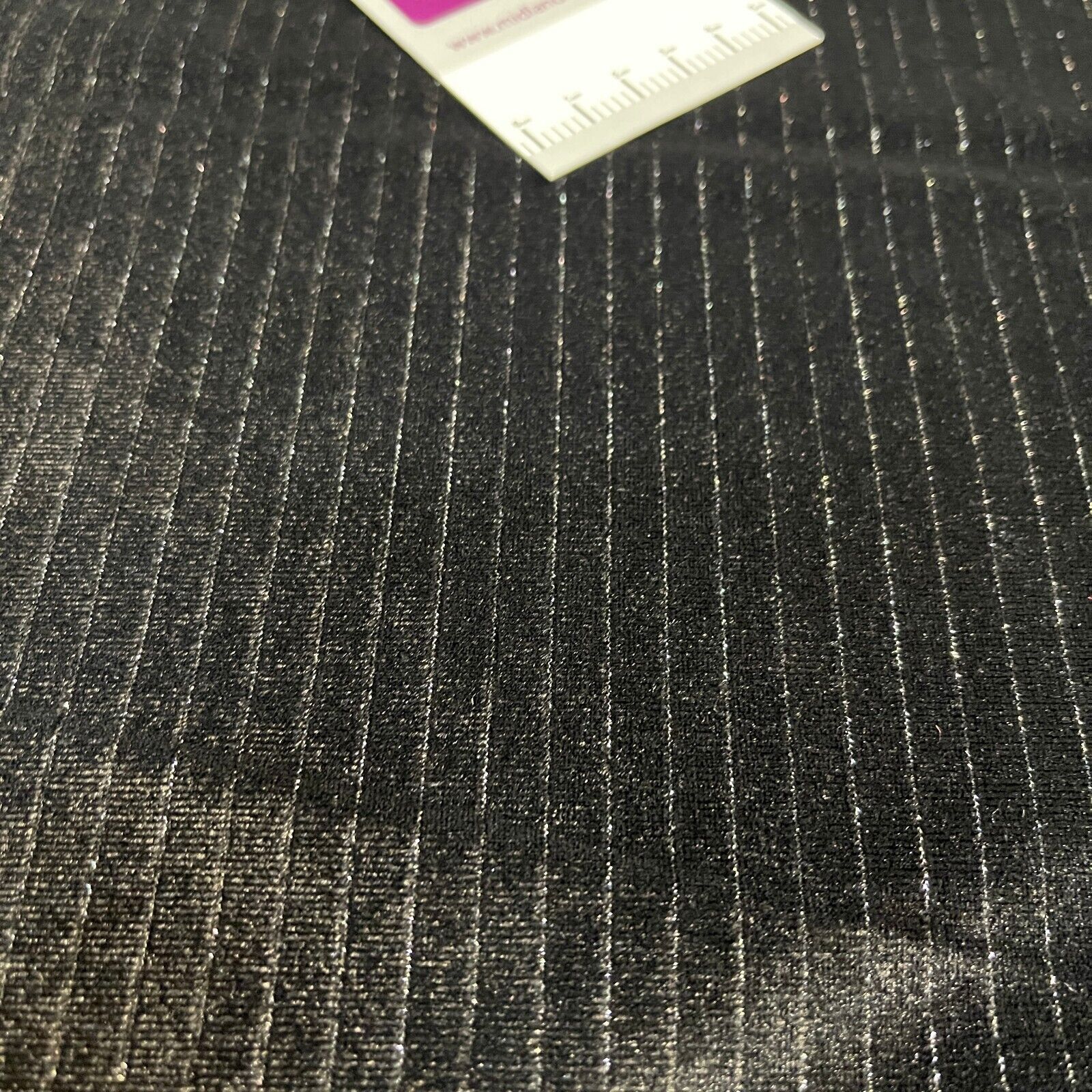 Stunning Black Metallic Stripe Lurex Velvet Spandex Fabric 150cm Wide M1961