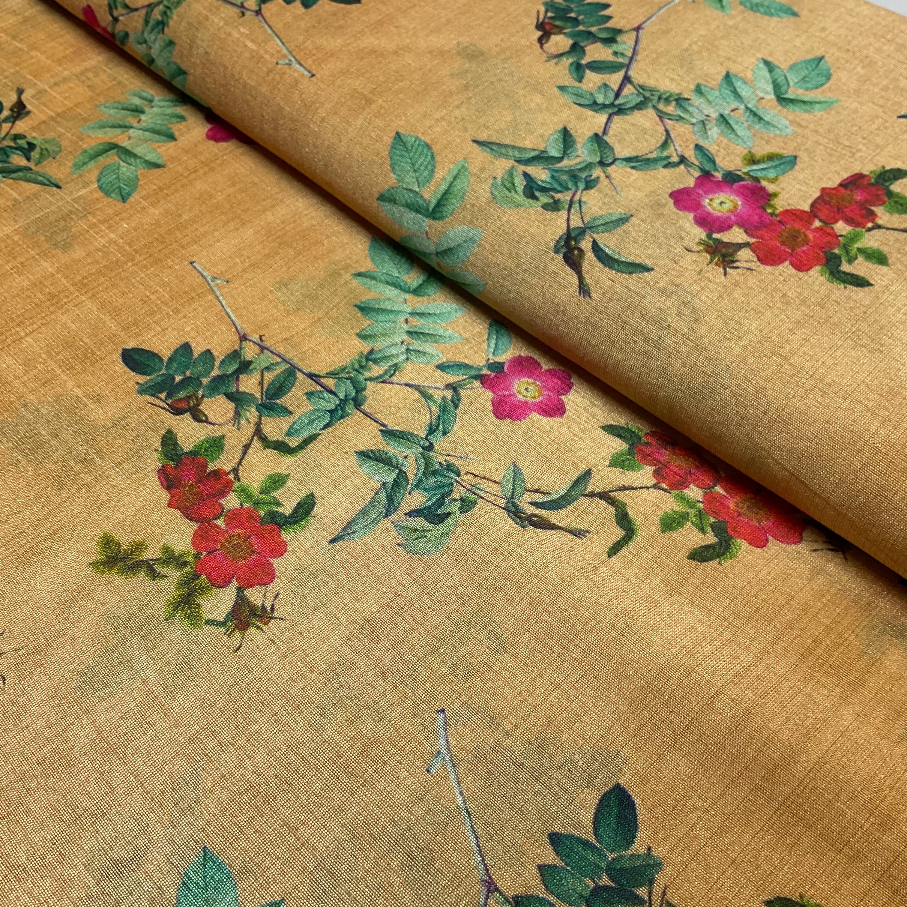 Floral Mango Silk Fabric Soft Printed Dress Fabric – 110cm Wide M2147