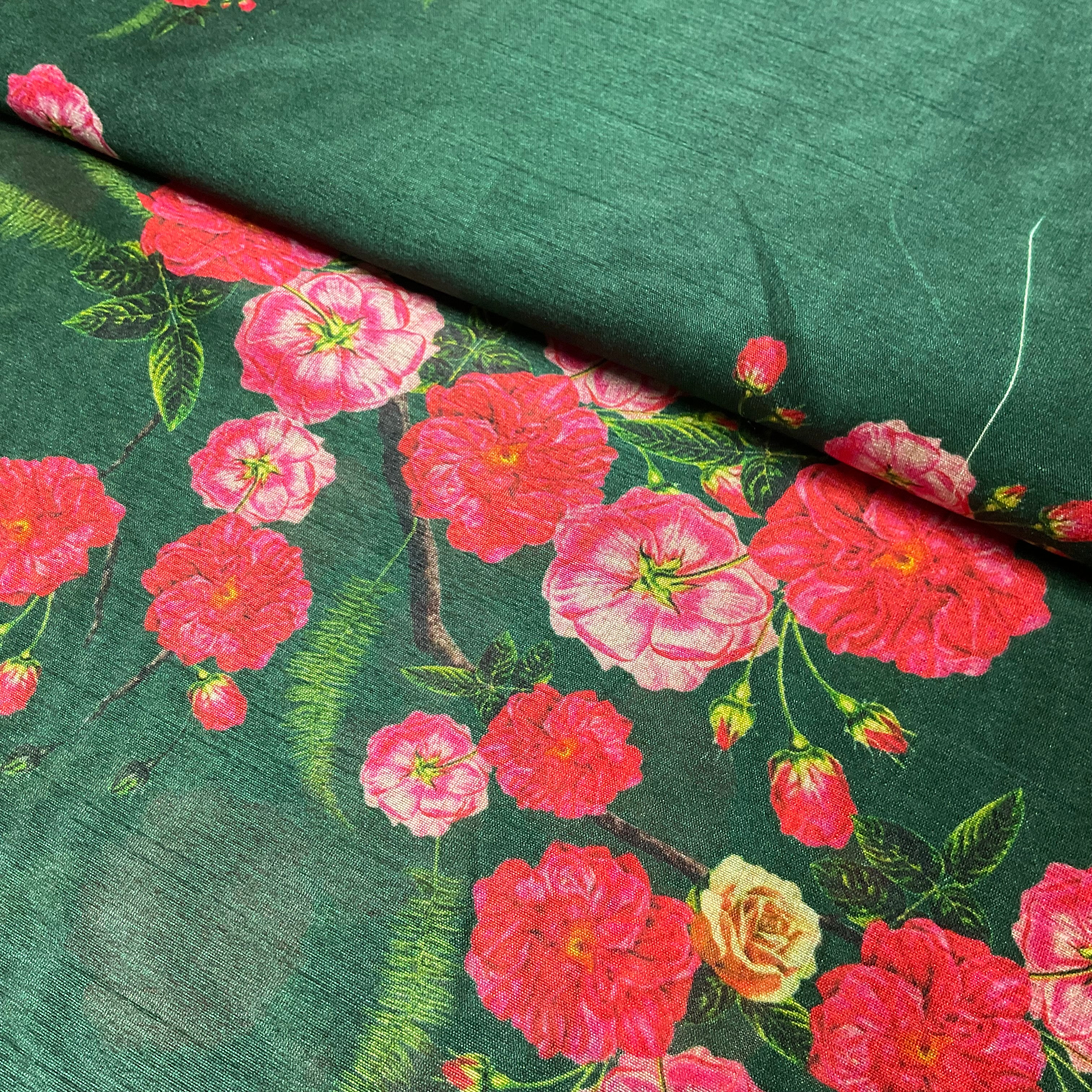Floral Mango Silk Fabric Soft Printed Dress Fabric – 110cm Wide M2147