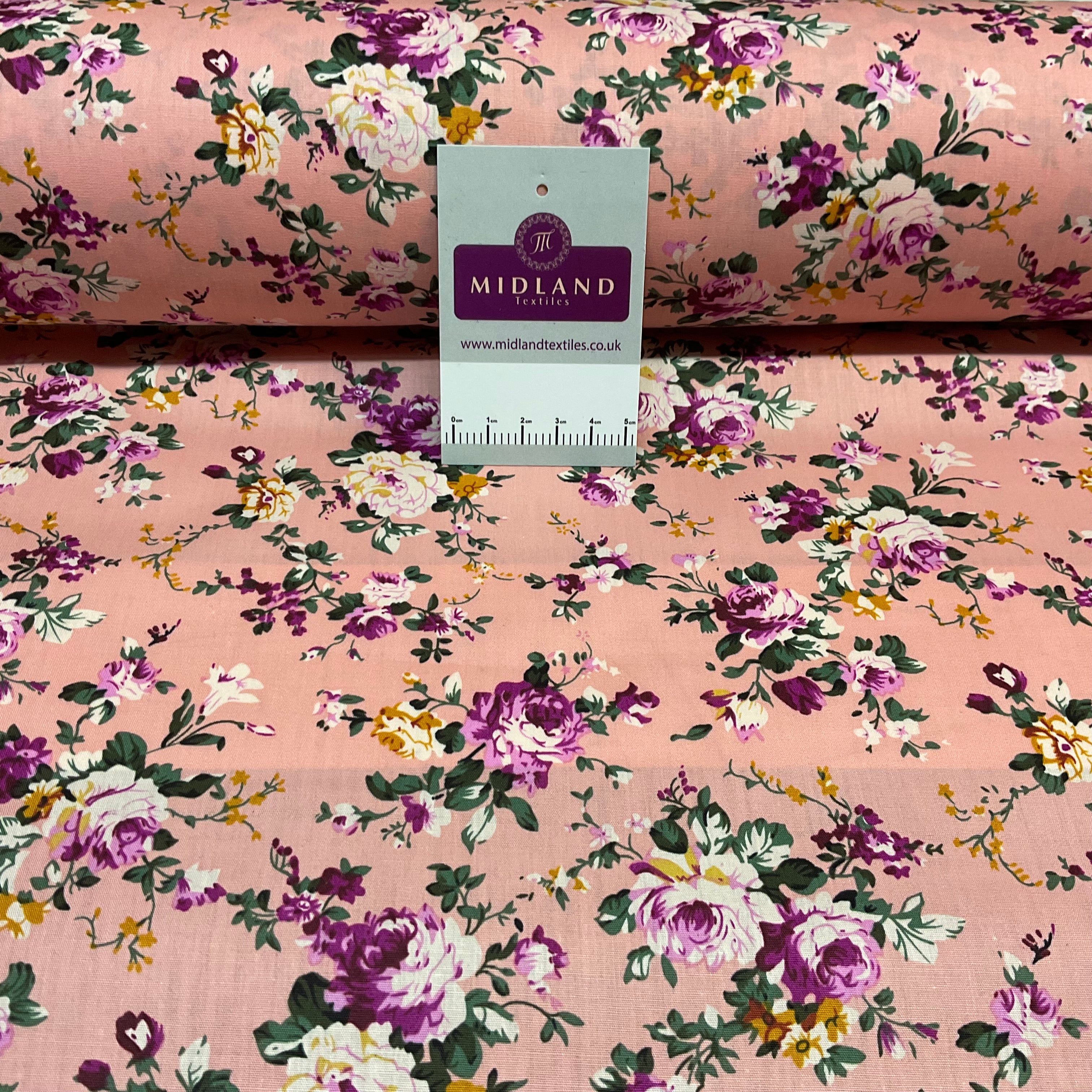 Vintage Floral 100% cotton printed dress craft fabric 150cm wide M1741