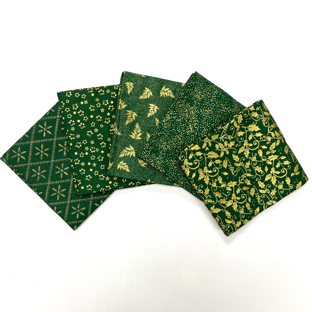 Bundle 15 John Louden Christmas Fat Quarter Bundle – 5 Piece 100% Cotton Fabric Pack (50cm x 52cm)