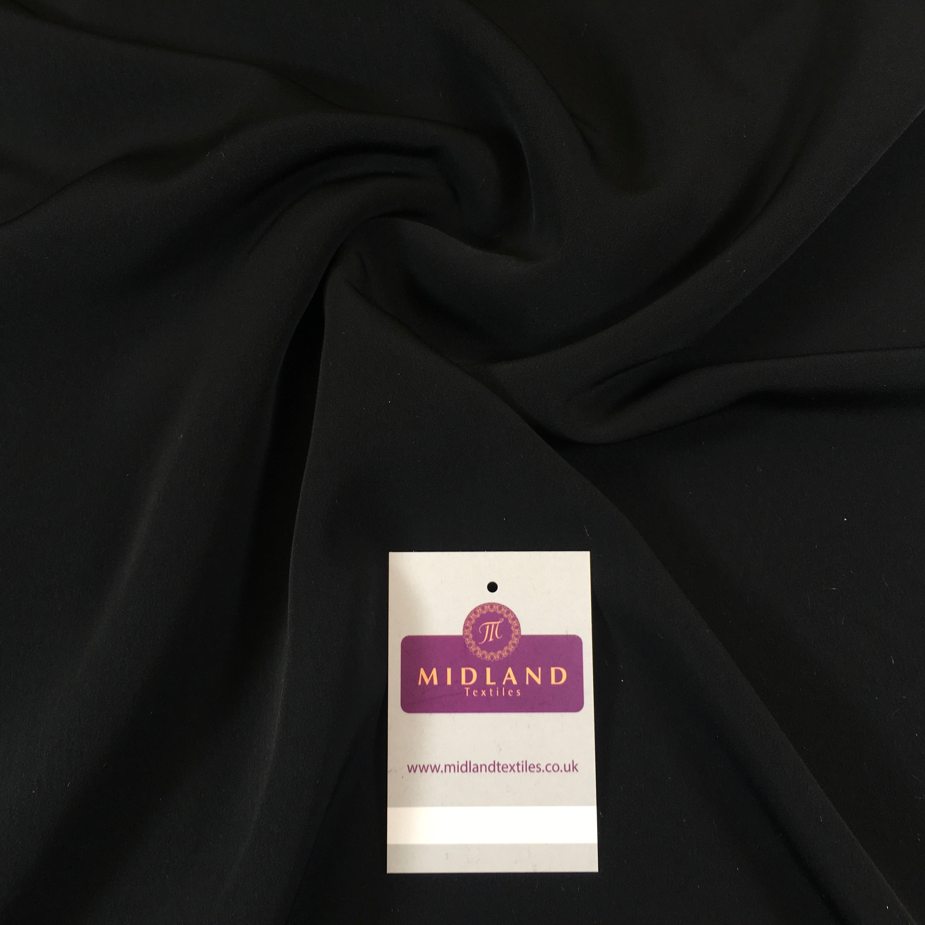 Plain Black Stretch Polyviscose dress fabric 144cm Wide M1965