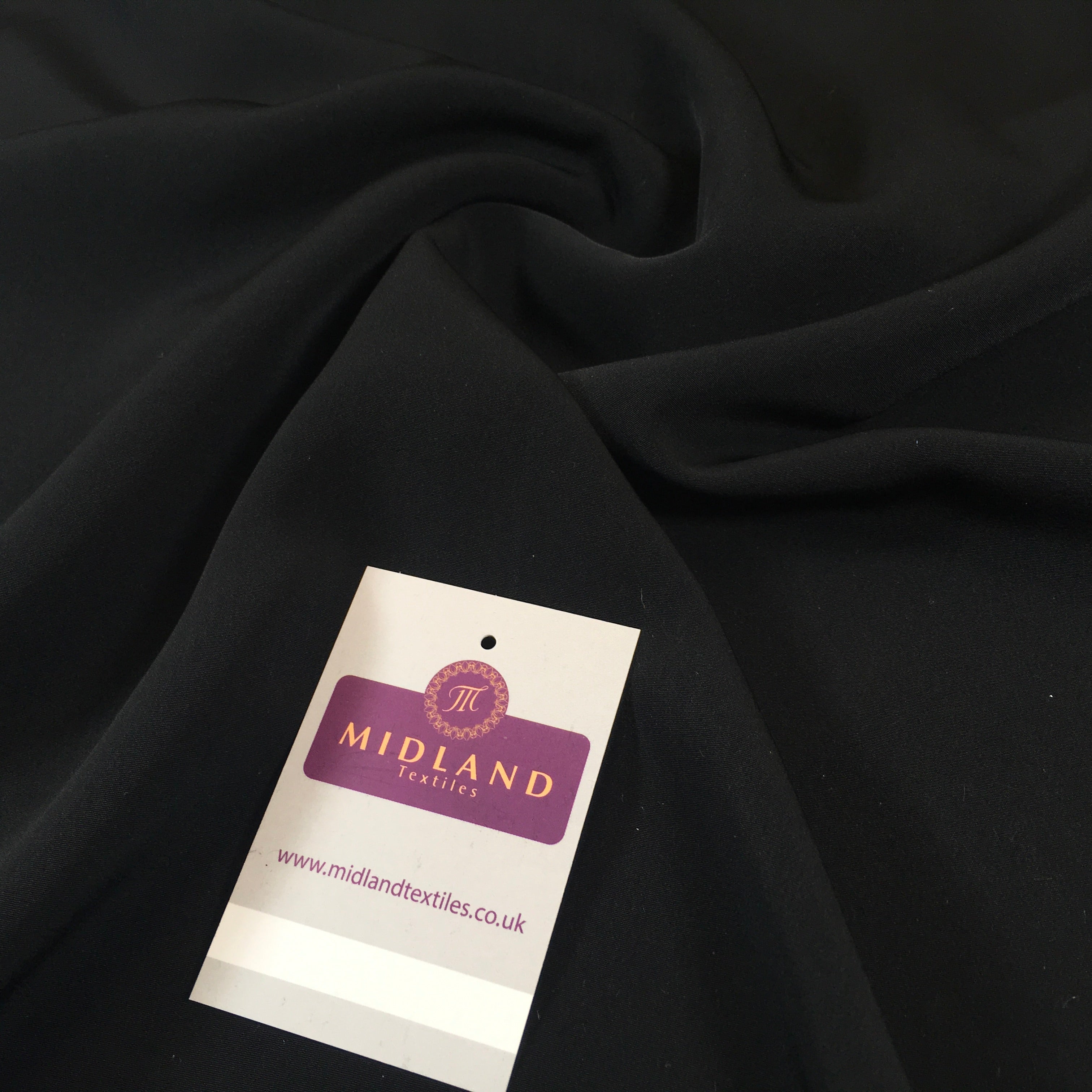 Plain Black Stretch Polyviscose dress fabric 144cm Wide M1965