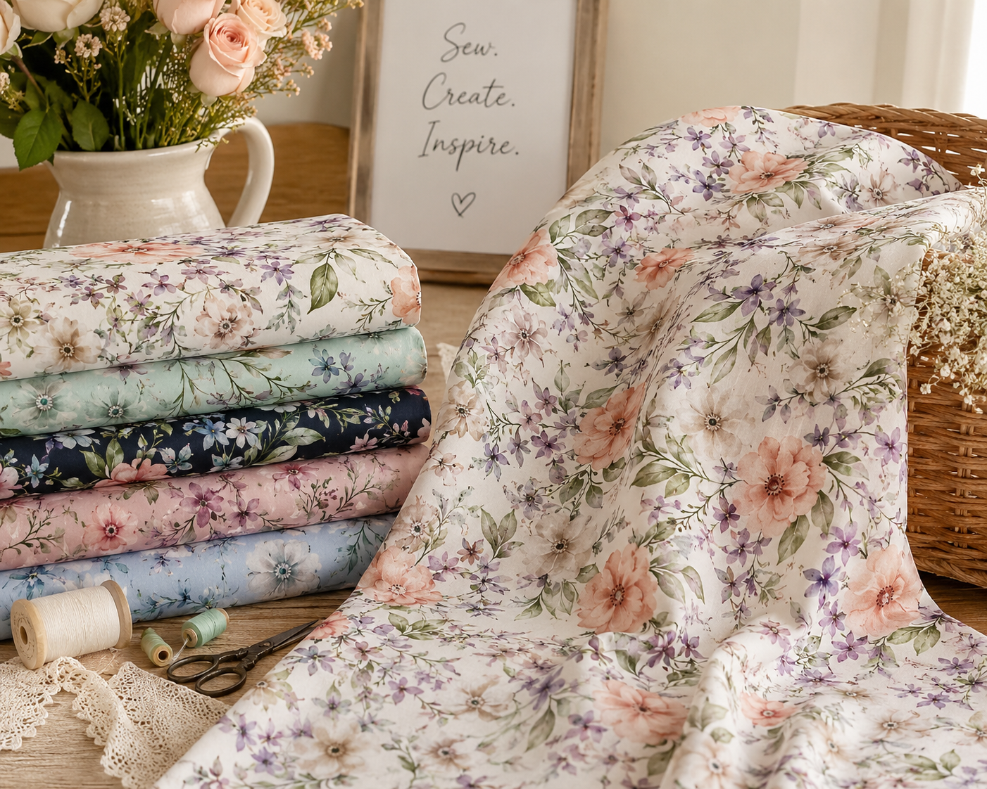 Soft Palette Floral Cotton Print Fabric – 100% Cotton - 147cm Wide - M2119
