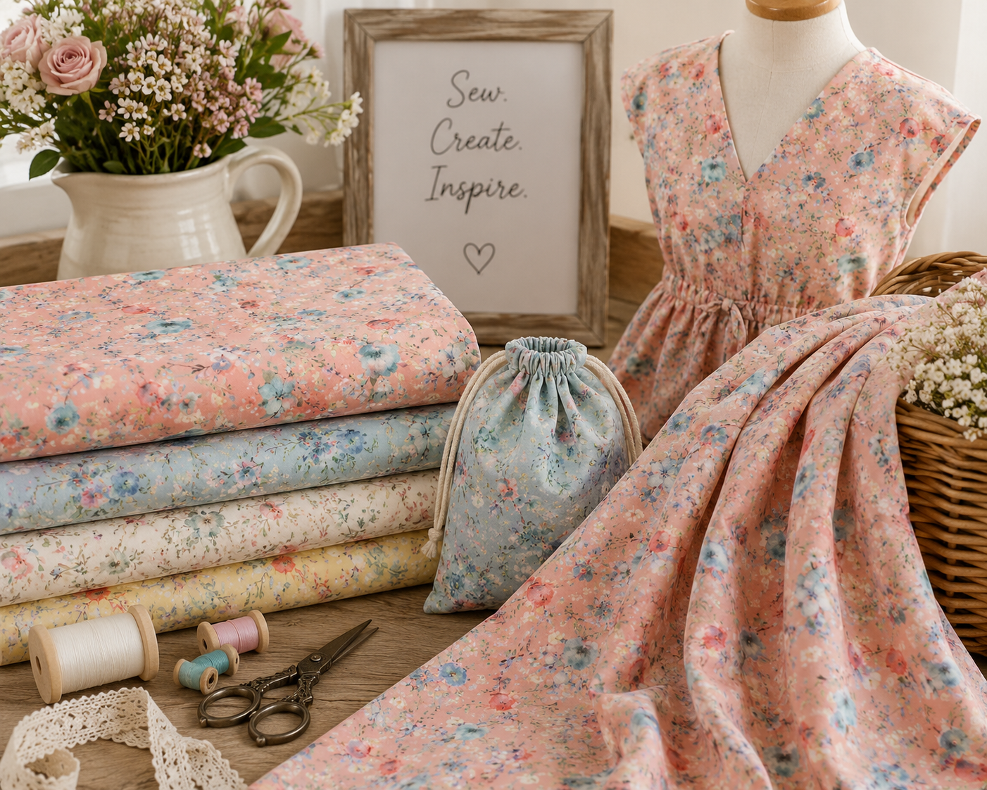 Petal Splah Floral Cotton Print Fabric – 100% Cotton - 147cm Wide - M2125