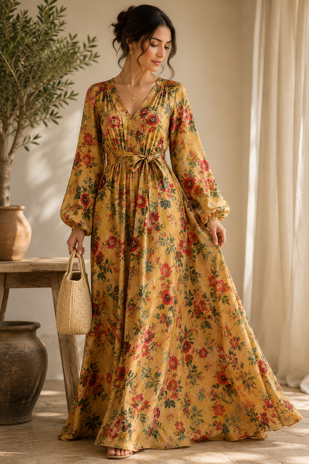Floral Mango Silk Fabric Soft Printed Dress Fabric – 110cm Wide M2147