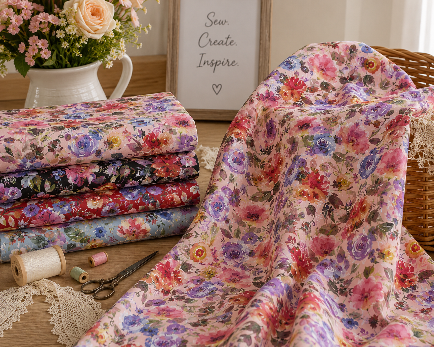 Flower Impressions Floral Cotton Print Fabric – 100% Cotton - 147cm Wide - M2121