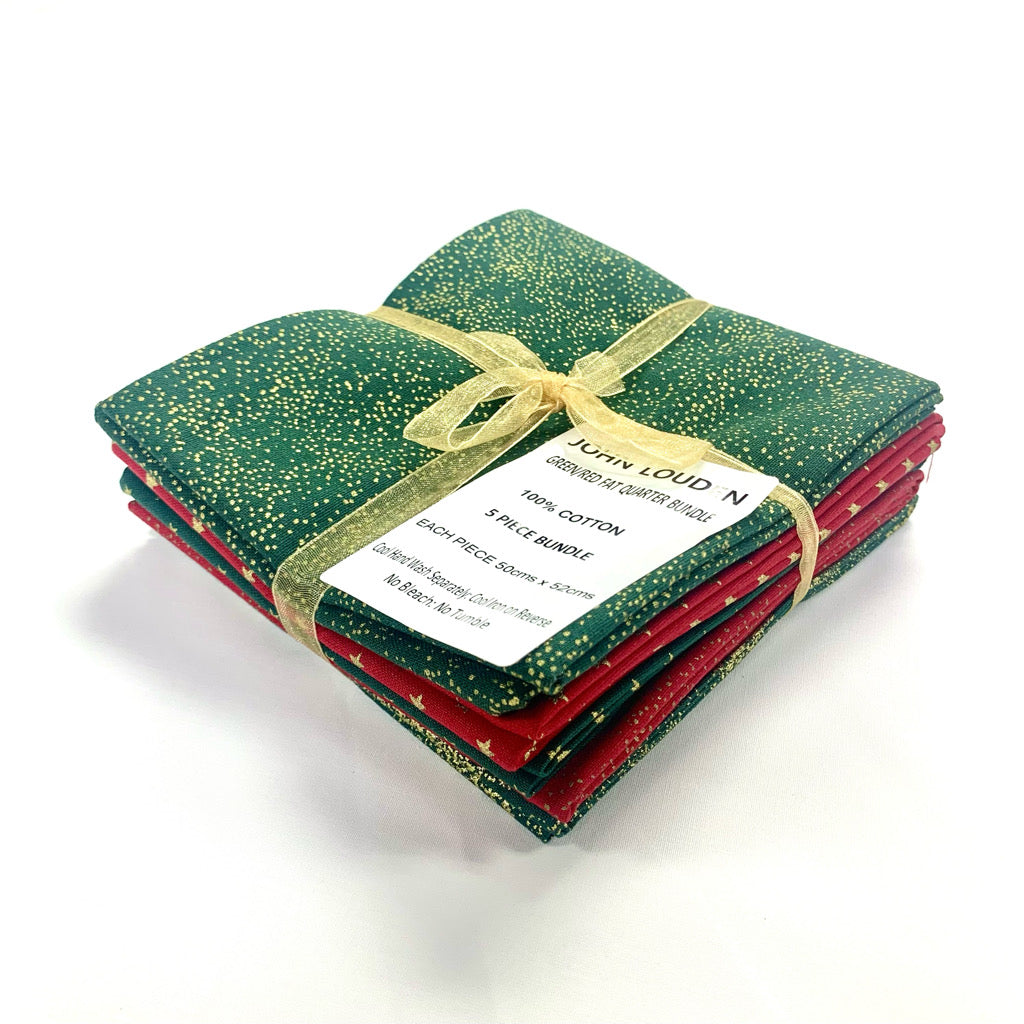 Bundle 21 John Louden Christmas Fat Quarter Bundle – 5 Piece 100% Cotton Fabric Pack (50cm x 52cm)