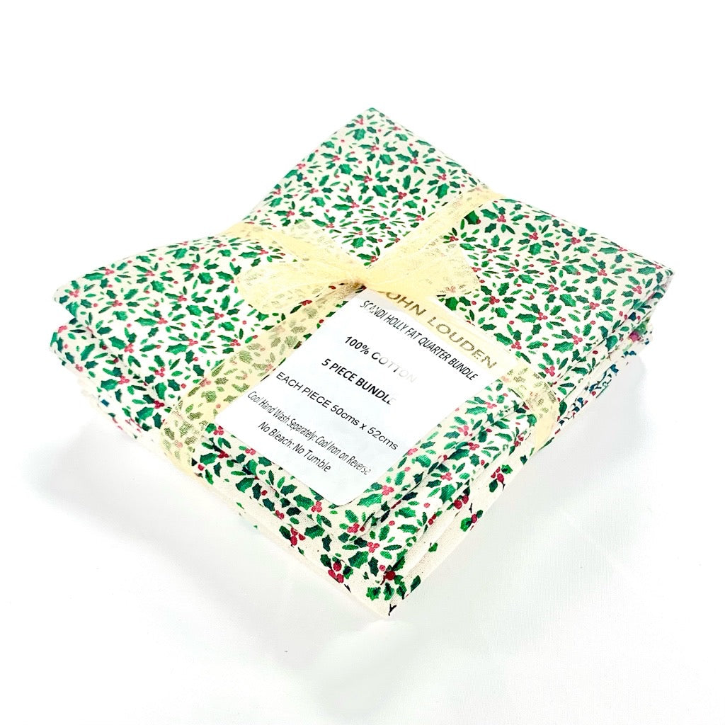 Bundle 22 John Louden Christmas Fat Quarter Bundle – 5 Piece 100% Cotton Fabric Pack (50cm x 52cm)