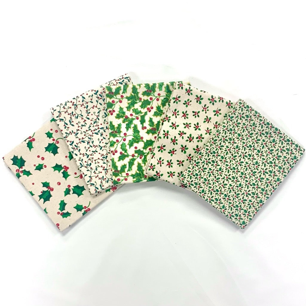 Bundle 22 John Louden Christmas Fat Quarter Bundle – 5 Piece 100% Cotton Fabric Pack (50cm x 52cm)