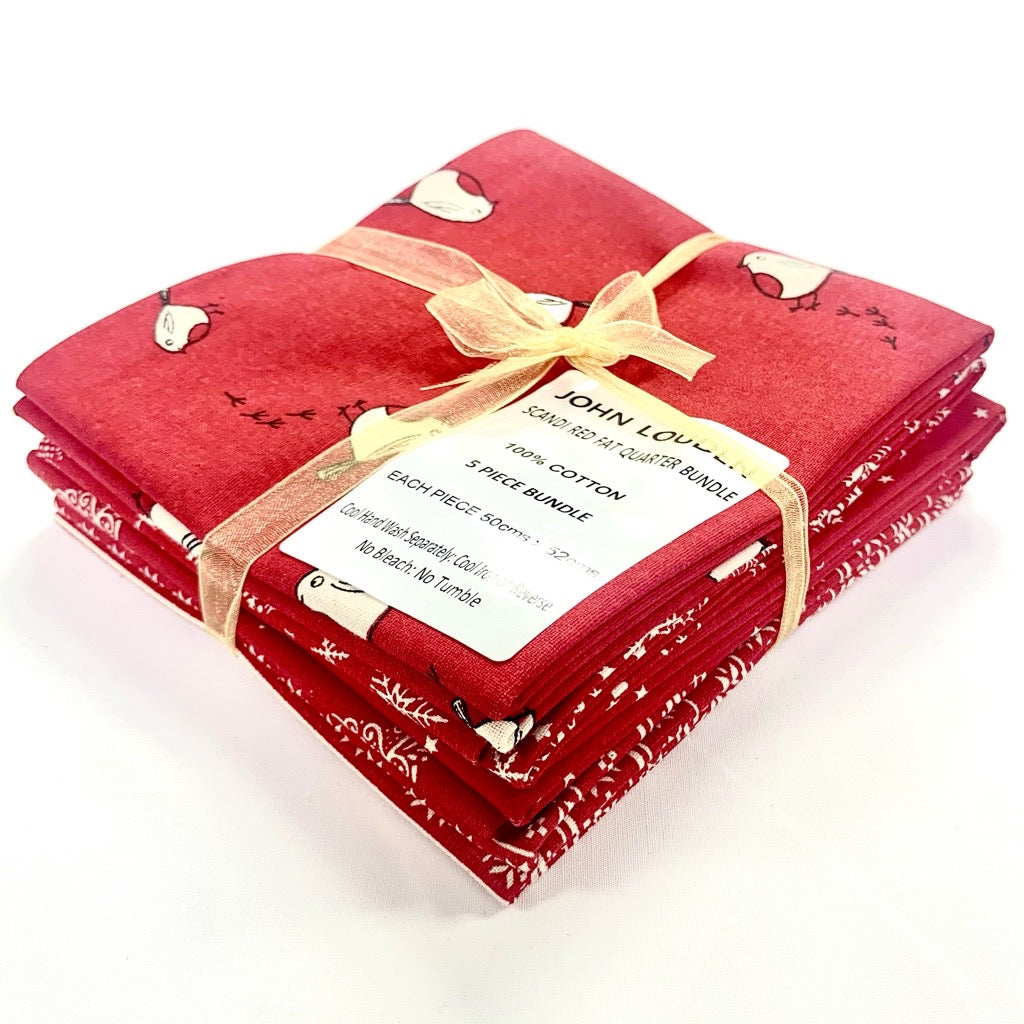 Bundle 23 John Louden Christmas Fat Quarter Bundle – 5 Piece 100% Cotton Fabric Pack (50cm x 52cm)