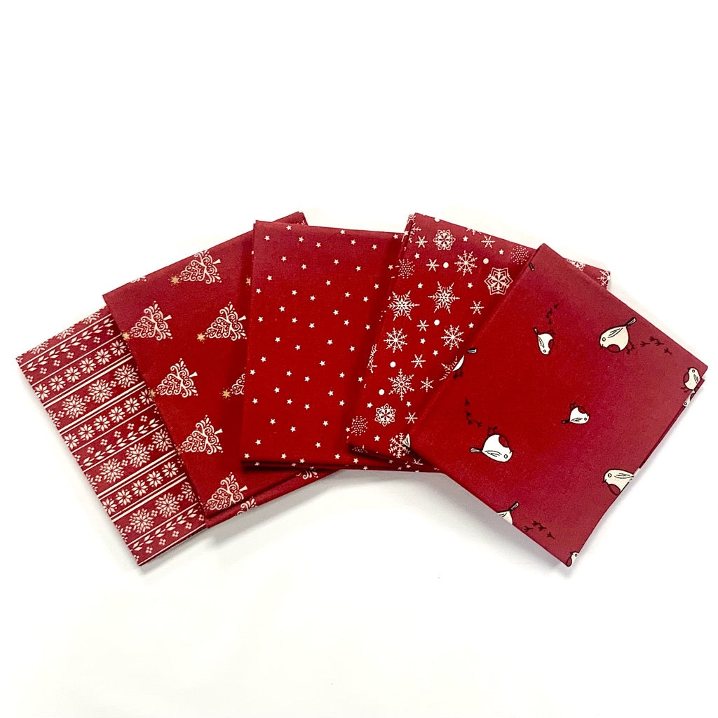 Bundle 23 John Louden Christmas Fat Quarter Bundle – 5 Piece 100% Cotton Fabric Pack (50cm x 52cm)