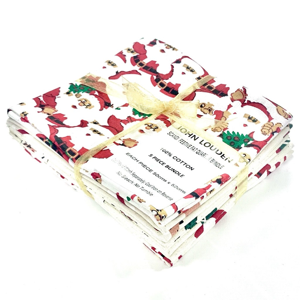 Bundle 24 John Louden Christmas Fat Quarter Bundle – 5 Piece 100% Cotton Fabric Pack (50cm x 52cm)