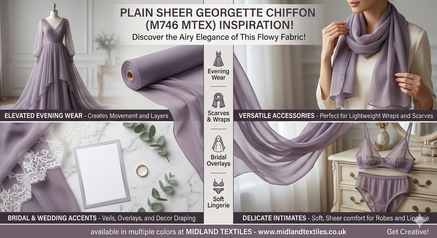 Plain Sheer Georgette Chiffon Fabric – 150cm Wide – M746