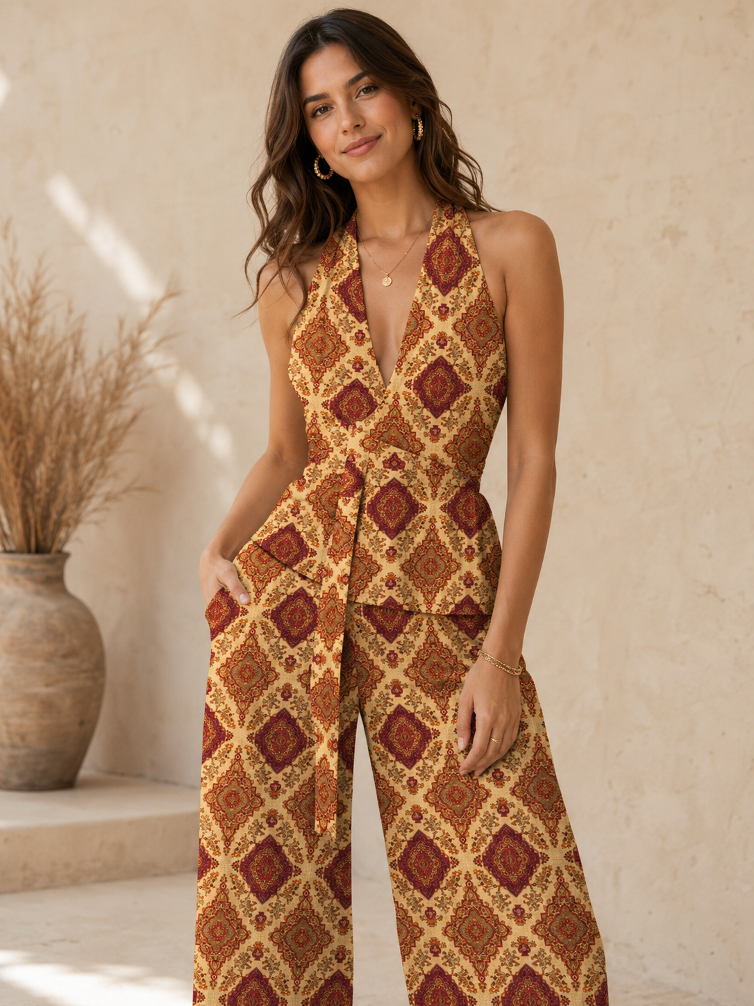 Ornamental Printed Soft Lightweight Crepe Fabric MK1321