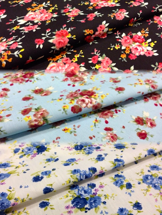Cath Kidston Inspired Floral 100% Cotton Printed Fabric £6.99/metre 58' M123 Mtex