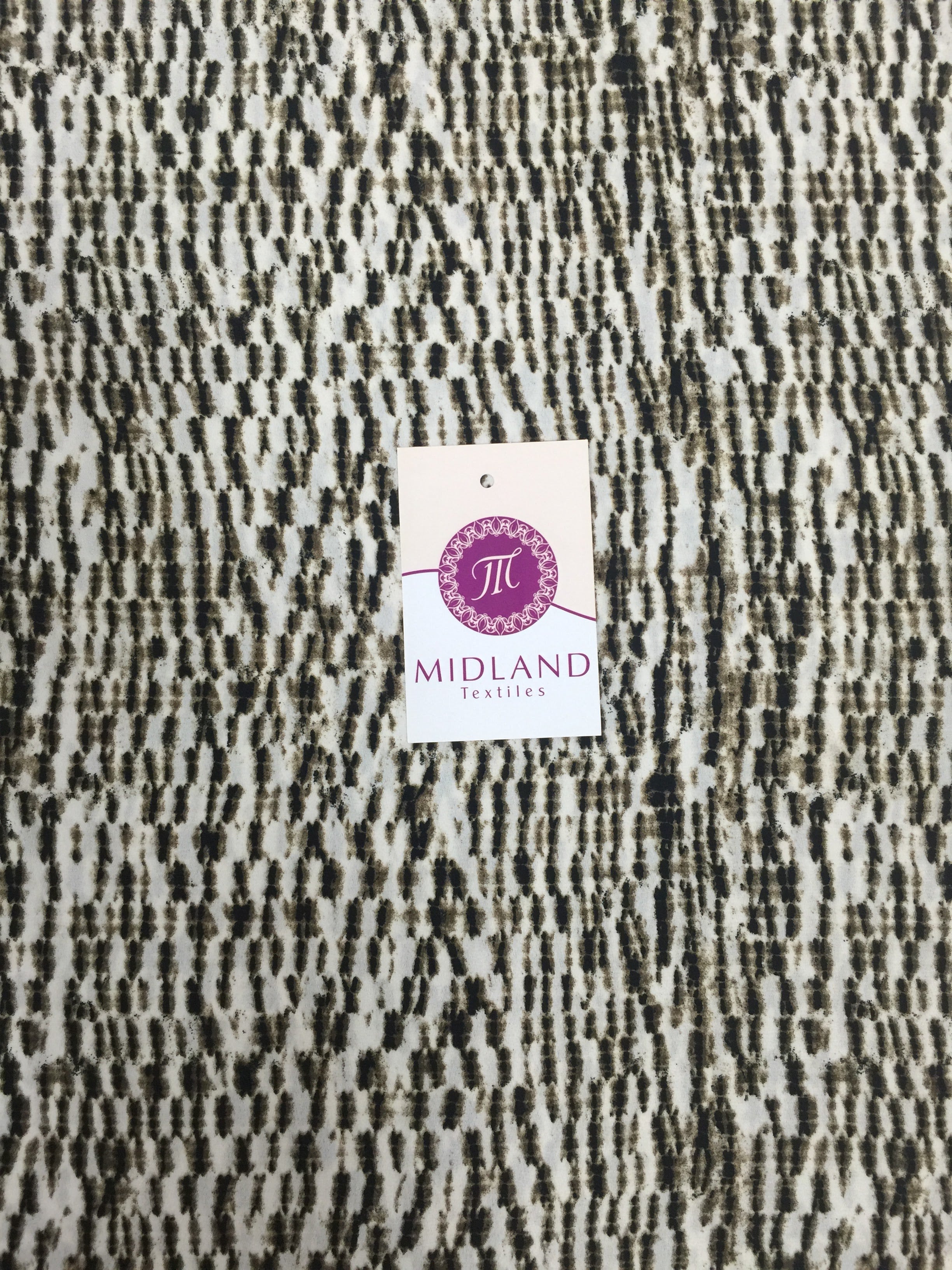 Black and Brown abstract print on cream Georgette  Dress fabric 58' M401-17 Mtex