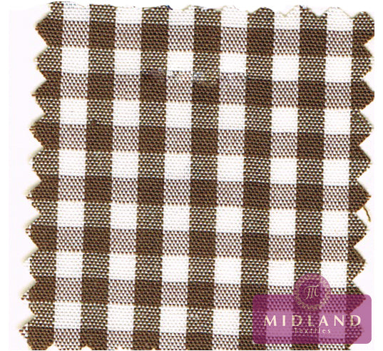 New 1/8 Gingham Polycotton Fabric  12 colours 44 wide Midtex M23 Mtex