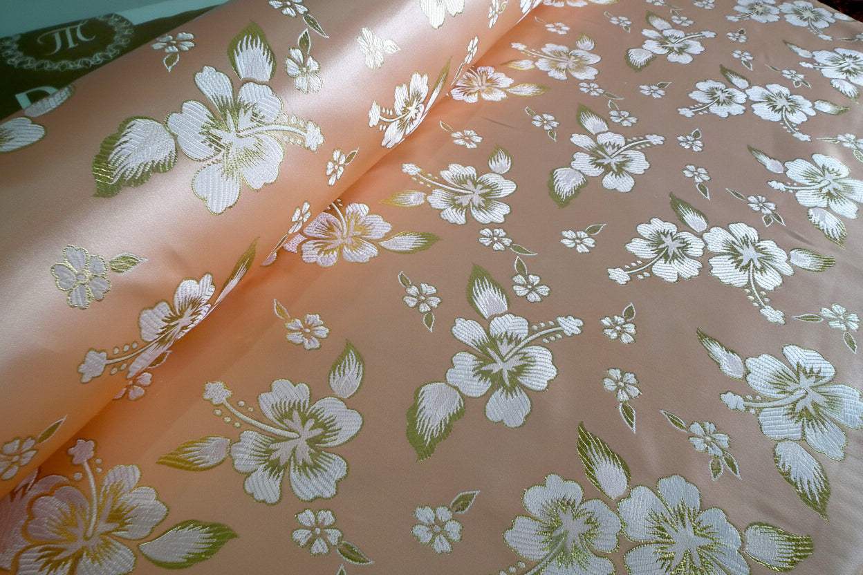 Floral Blossom Satin Brocade Dress Fabric 45' Design 2 M43