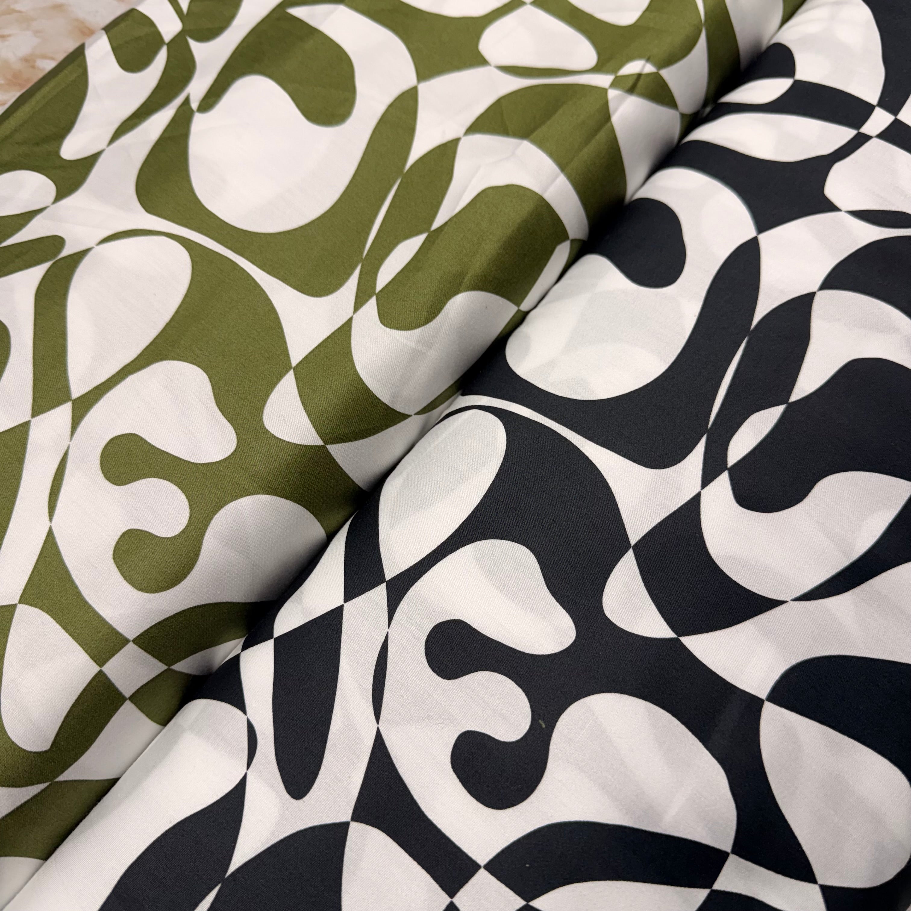 Abstract cotton satin dress fabric 147cm Wide M2111