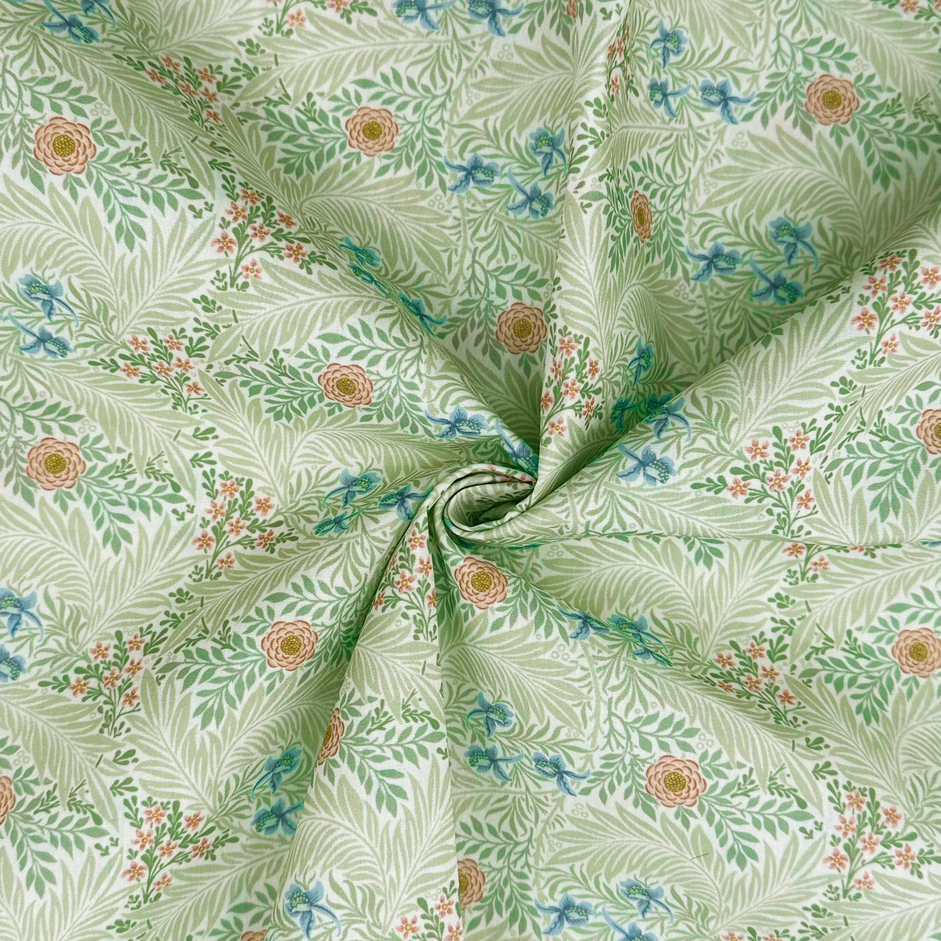 William Morris Larkspur Fabric – 115cm Wide – Premium Polycotton M2084 – £3.99 per metre